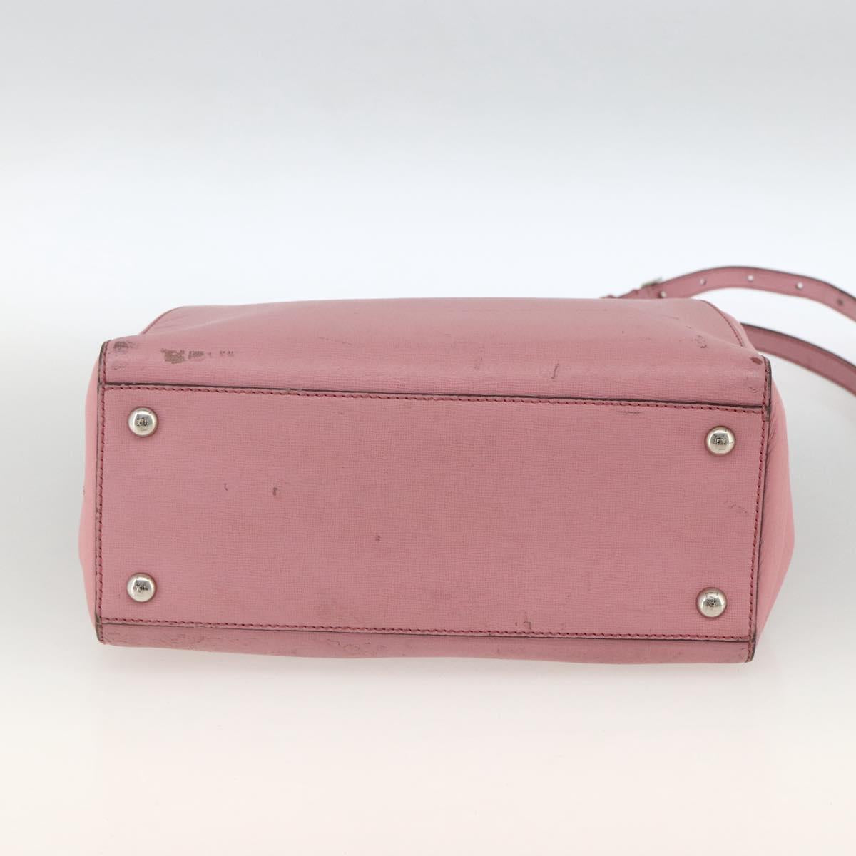 FENDI To joule Hand Bag Leather 2way Pink Silver Auth ARZ591