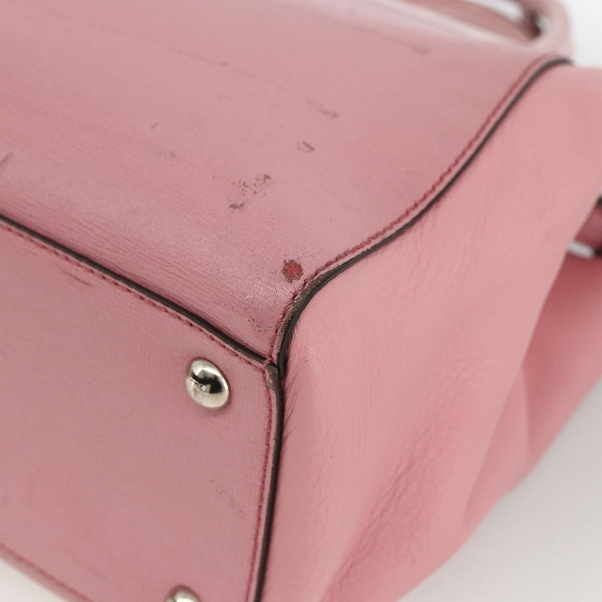 FENDI To joule Hand Bag Leather 2way Pink Silver Auth ARZ591