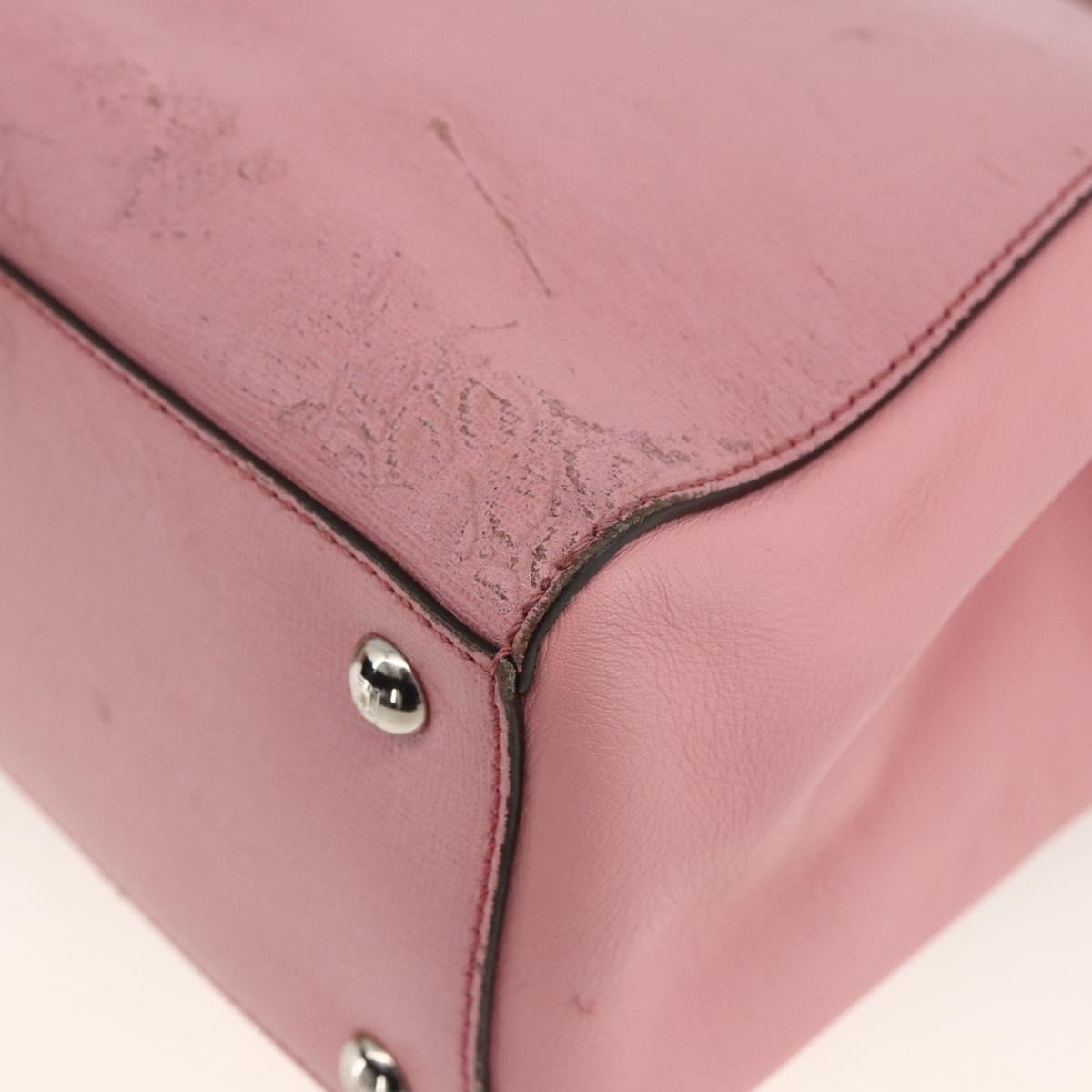 FENDI To joule Hand Bag Leather 2way Pink Silver Auth ARZ591