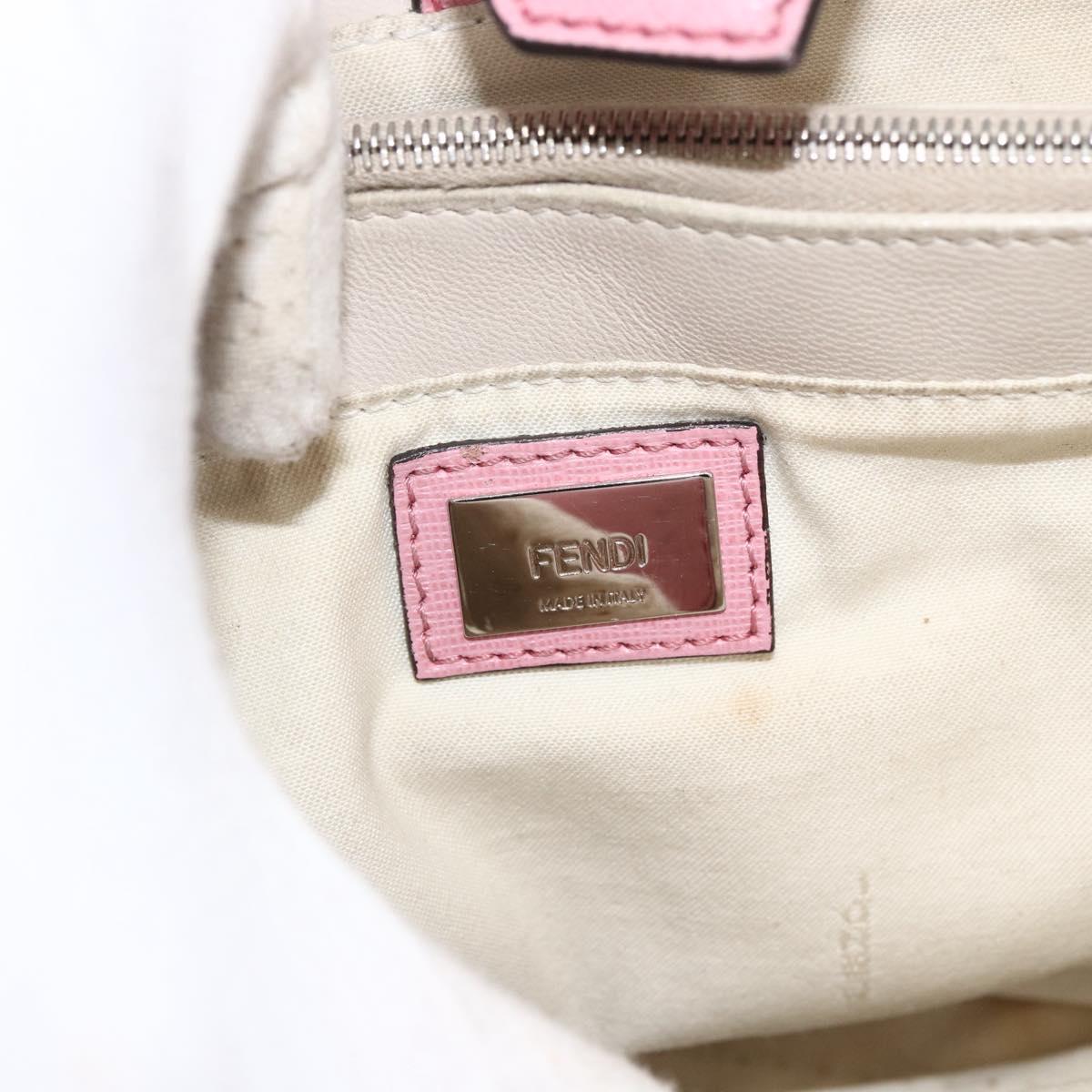 FENDI To joule Hand Bag Leather 2way Pink Silver Auth ARZ591
