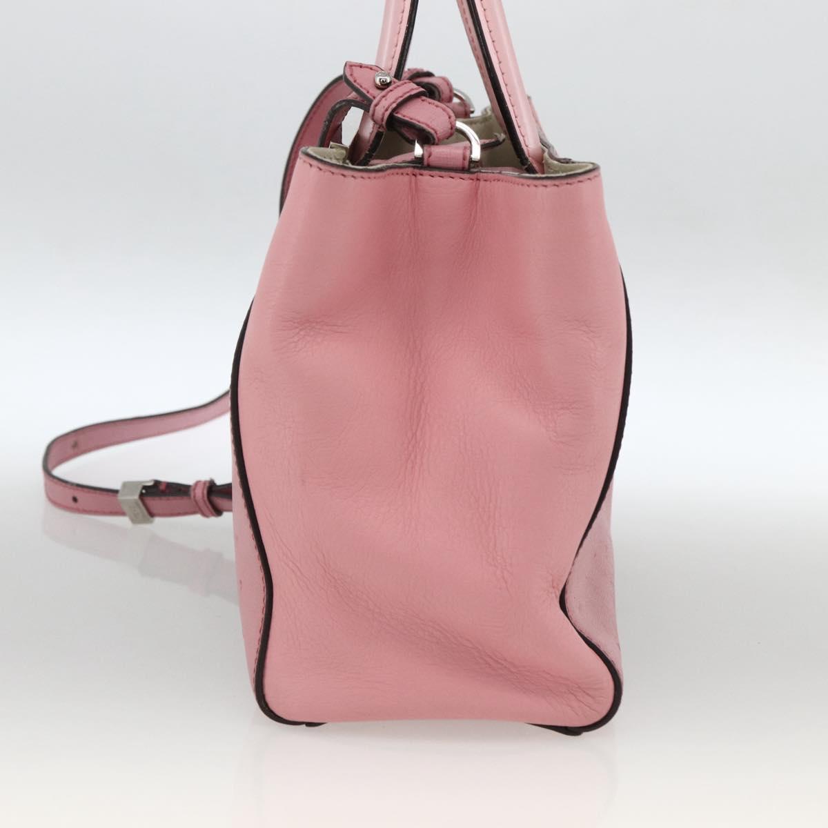 FENDI To joule Hand Bag Leather 2way Pink Silver Auth ARZ591