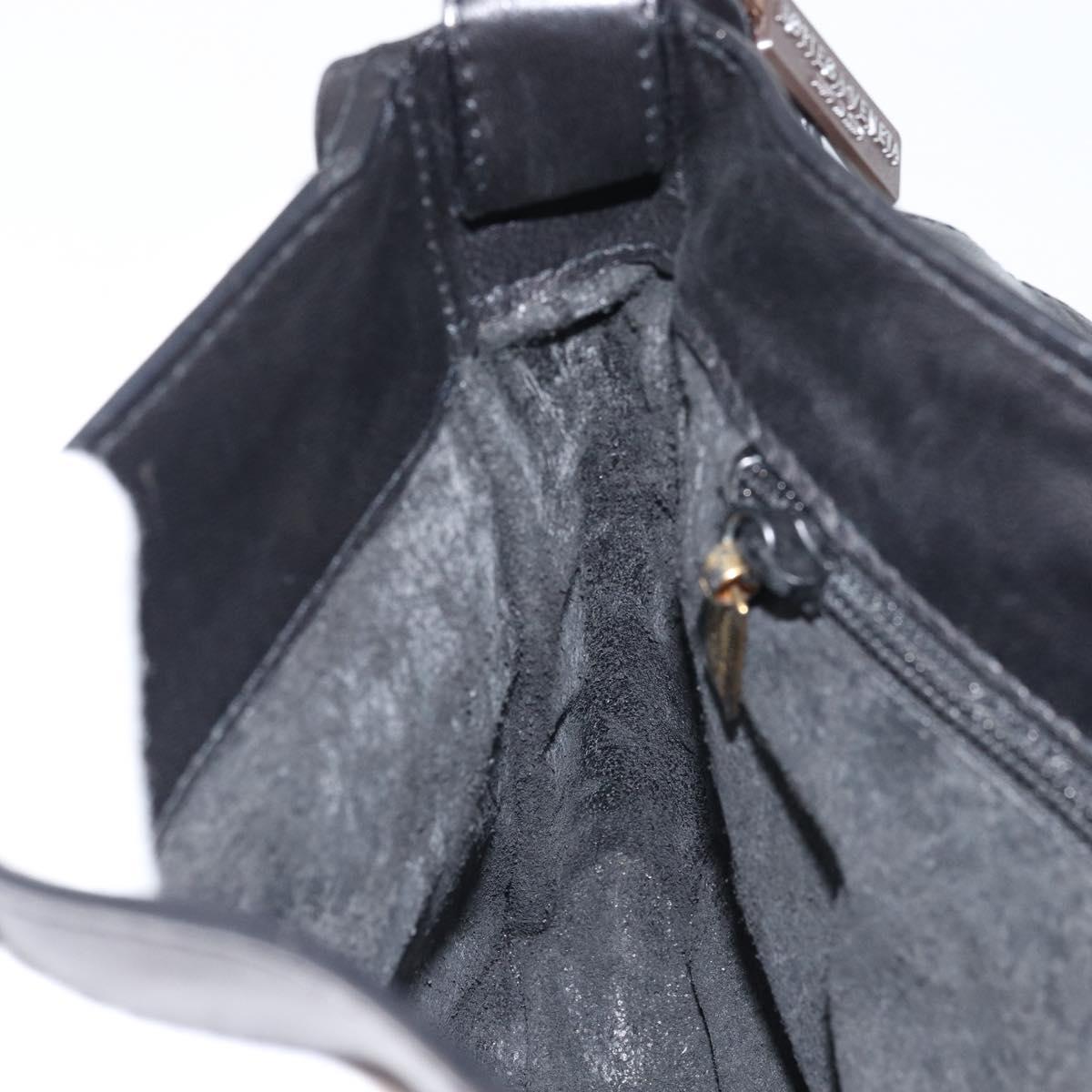 BOTTEGA VENETA INTRECCIATO Shoulder Bag Leather Black Gold Auth ARZ592