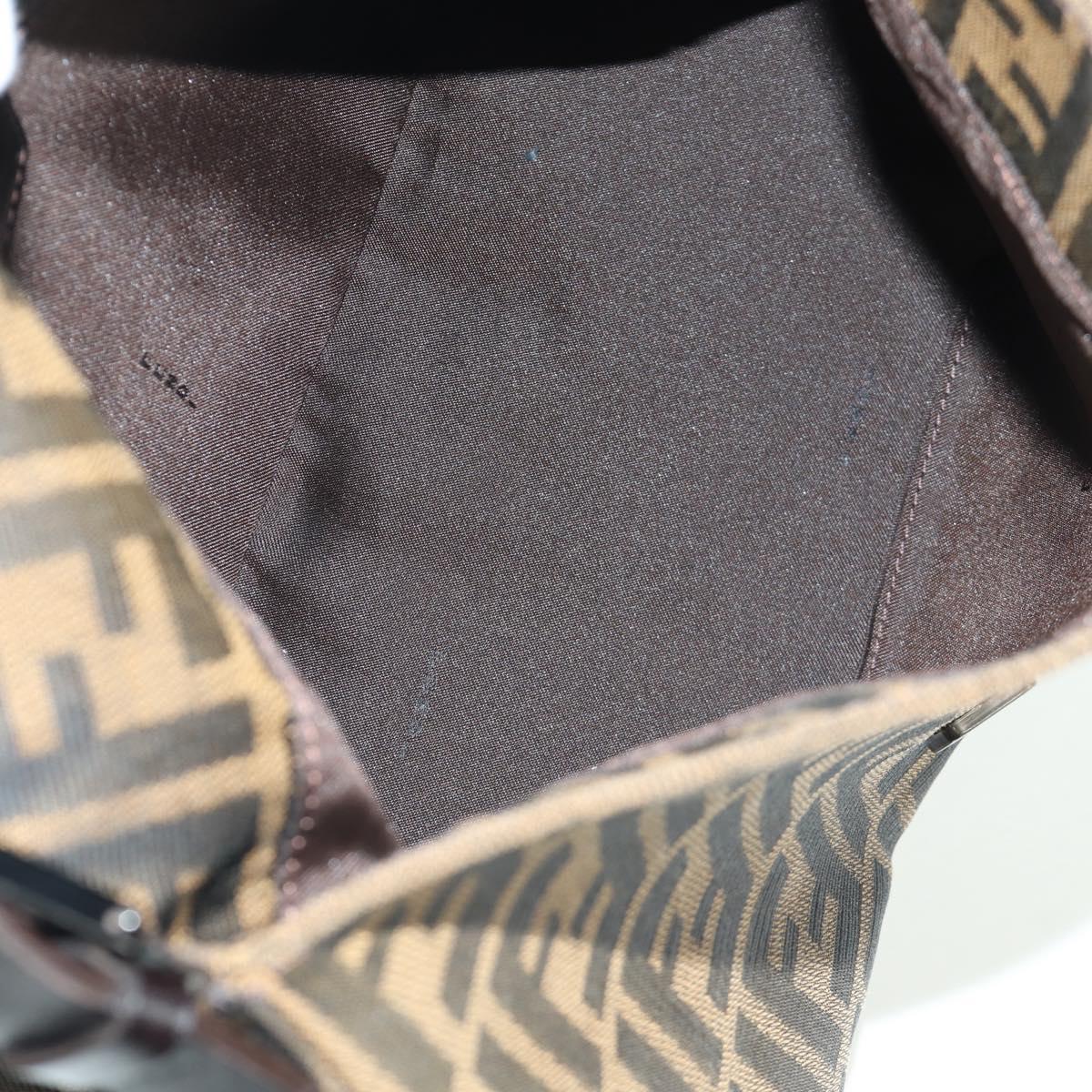 FENDI Zucca Canvas Mamma Baguette Shoulder Bag Black Brown Auth ARZ597SAV