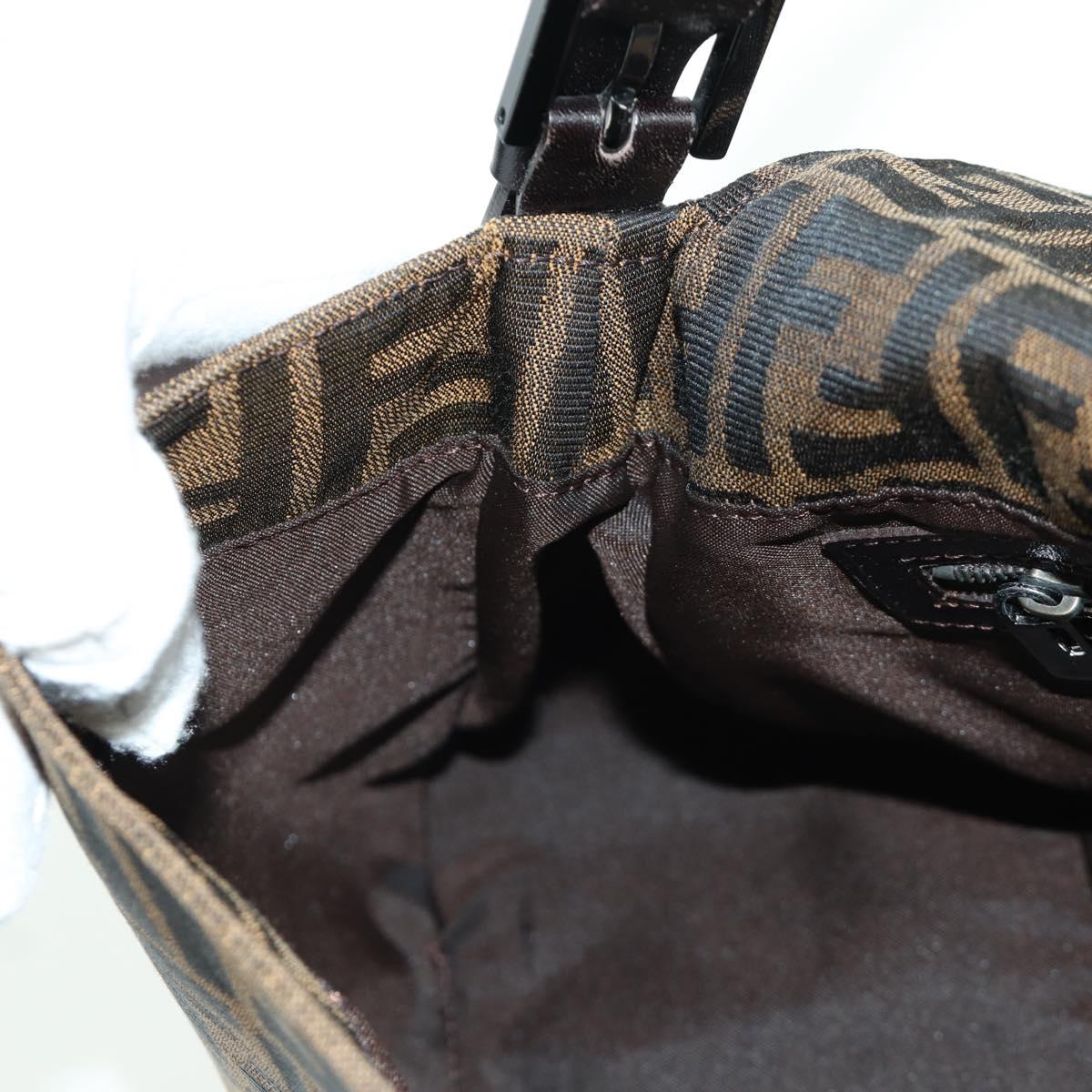 FENDI Zucca Canvas Mamma Baguette Shoulder Bag Black Brown Auth ARZ597SAV