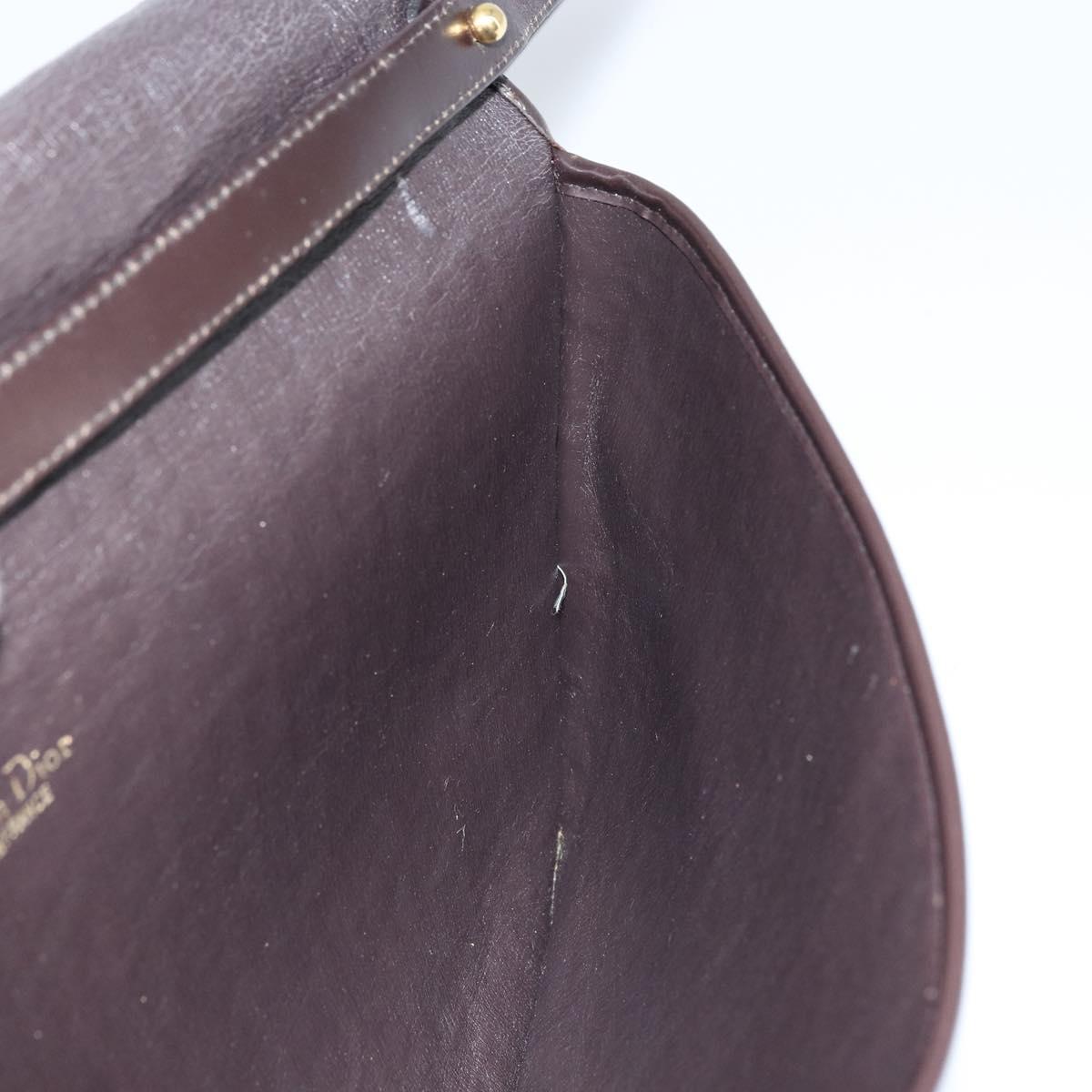 Christian Dior Trotter Canvas Shoulder Bag Brown Gold Auth ARZ598