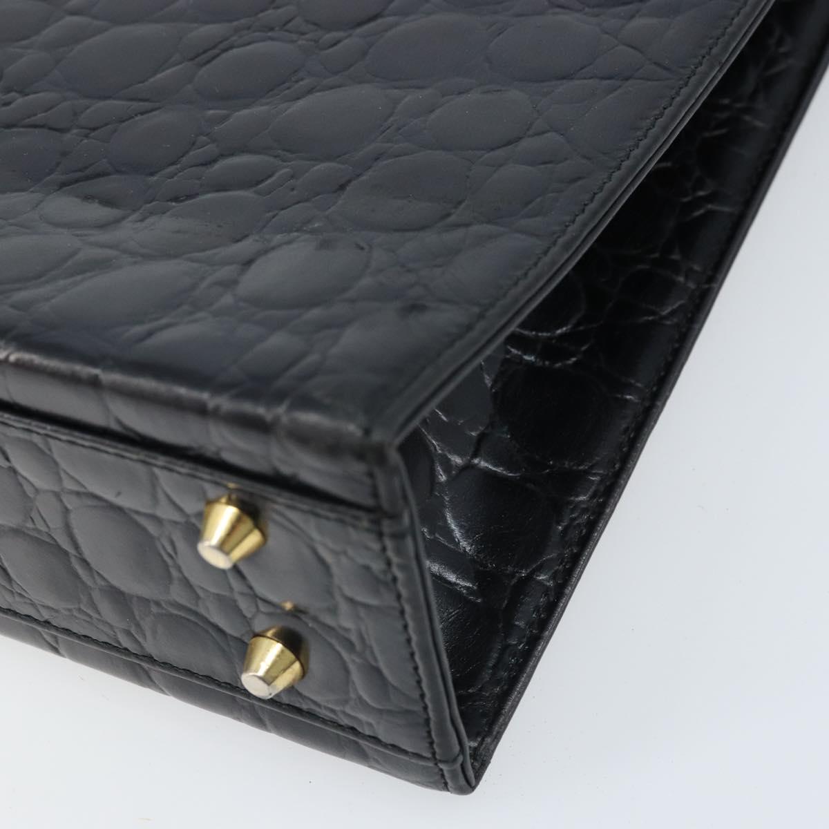 Gianni Versace Shoulder Bag Embossed leather Black Gold Auth ARZ600A