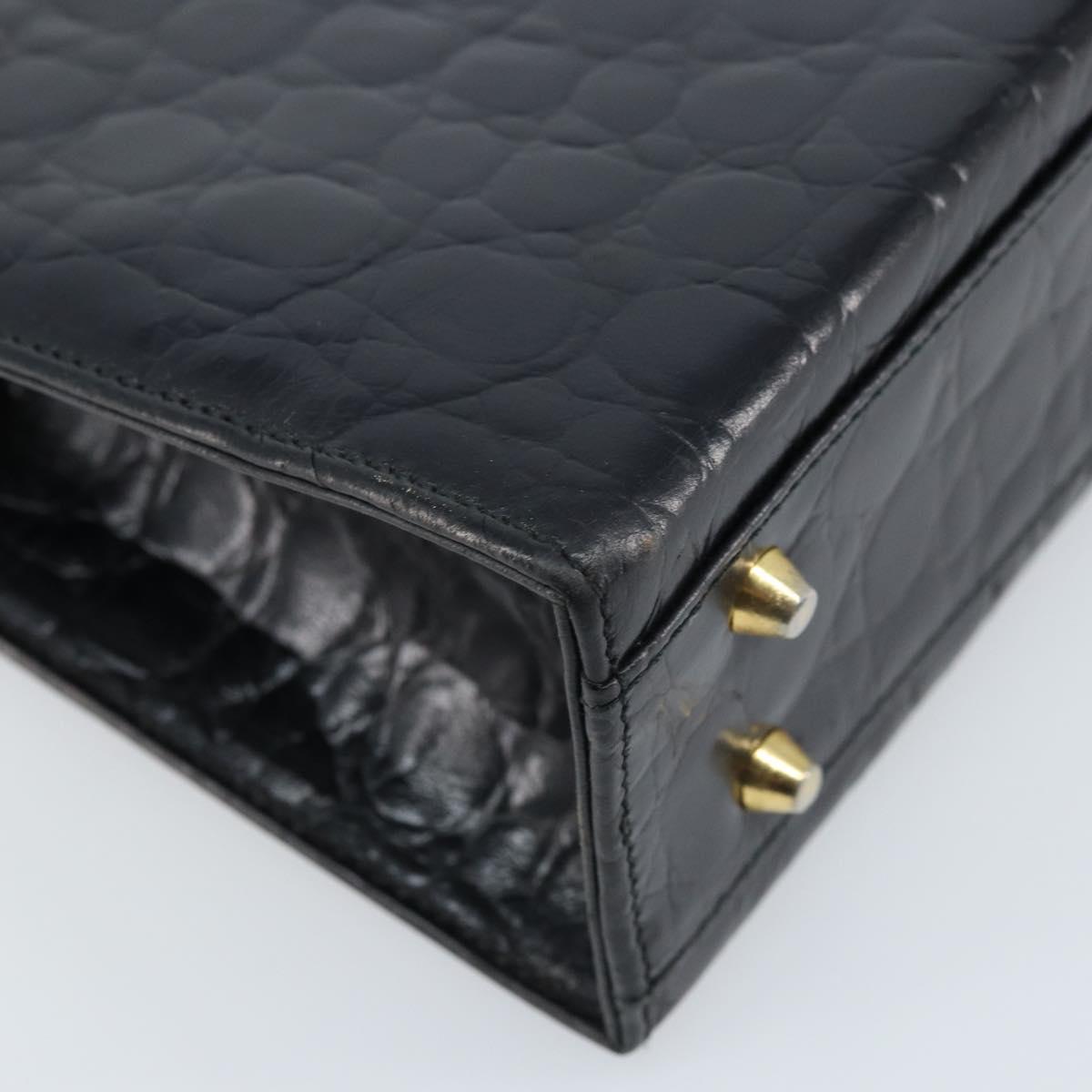 Gianni Versace Shoulder Bag Embossed leather Black Gold Auth ARZ600A