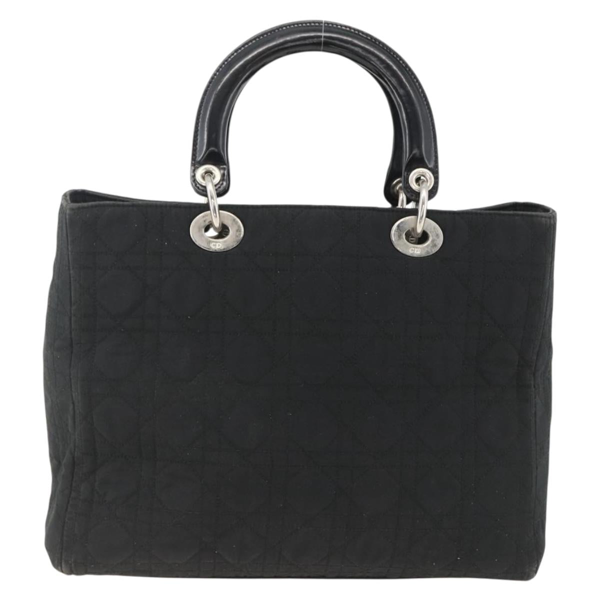 Christian Dior Canage Tote Bag Nylon Black Silver Auth ARZ602