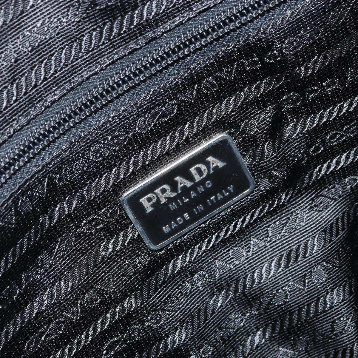 PRADA Hand Bag Nylon Black Silver Auth ARZ607