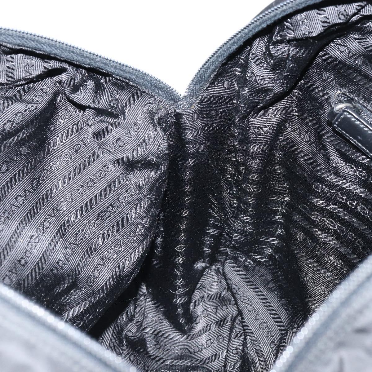 PRADA Hand Bag Nylon Black Silver Auth ARZ607
