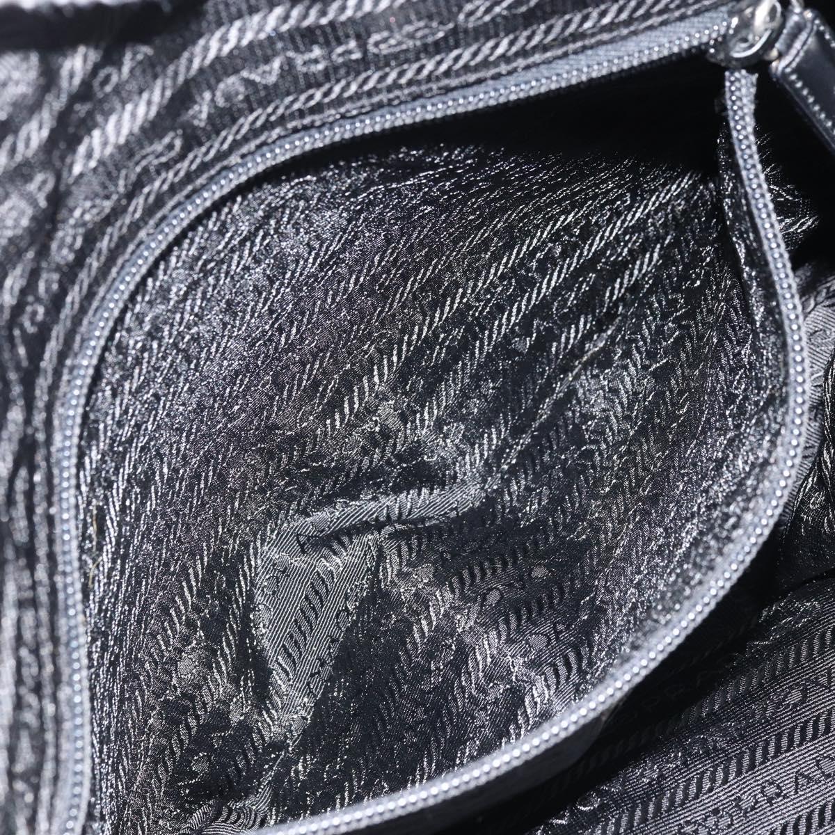 PRADA Hand Bag Nylon Black Silver Auth ARZ607