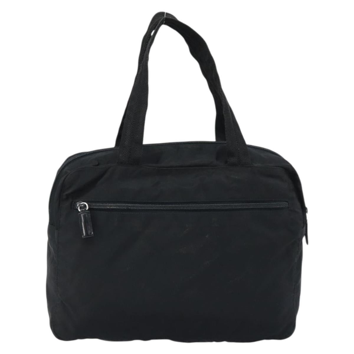 PRADA Hand Bag Nylon Black Silver Auth ARZ607