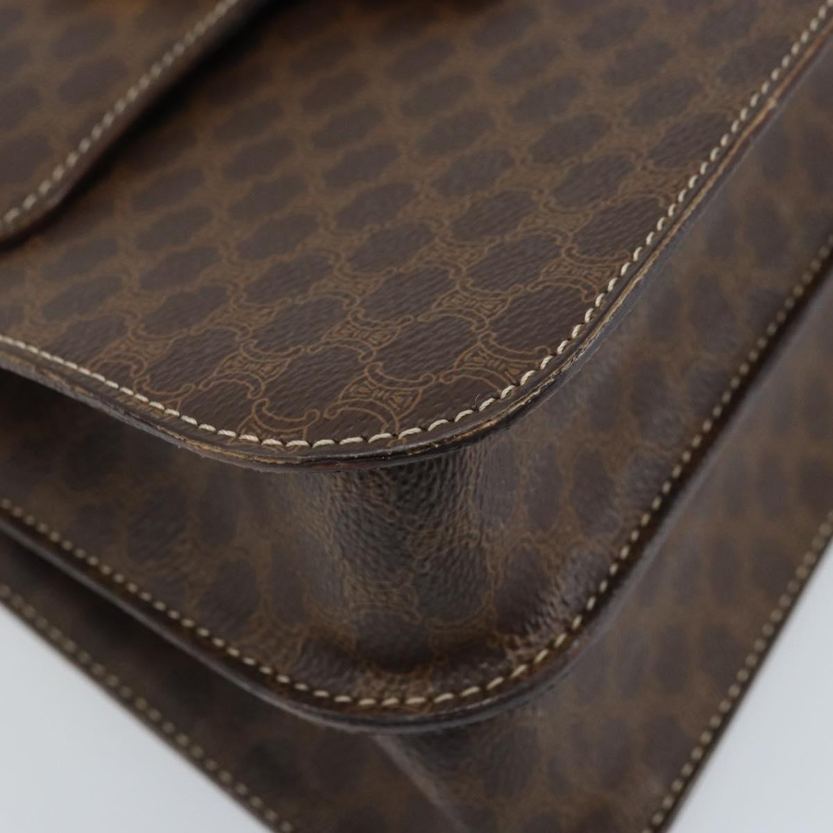 CELINE Macadam Canvas Hand Bag PVC 2way Gold Brown Auth ARZ616A