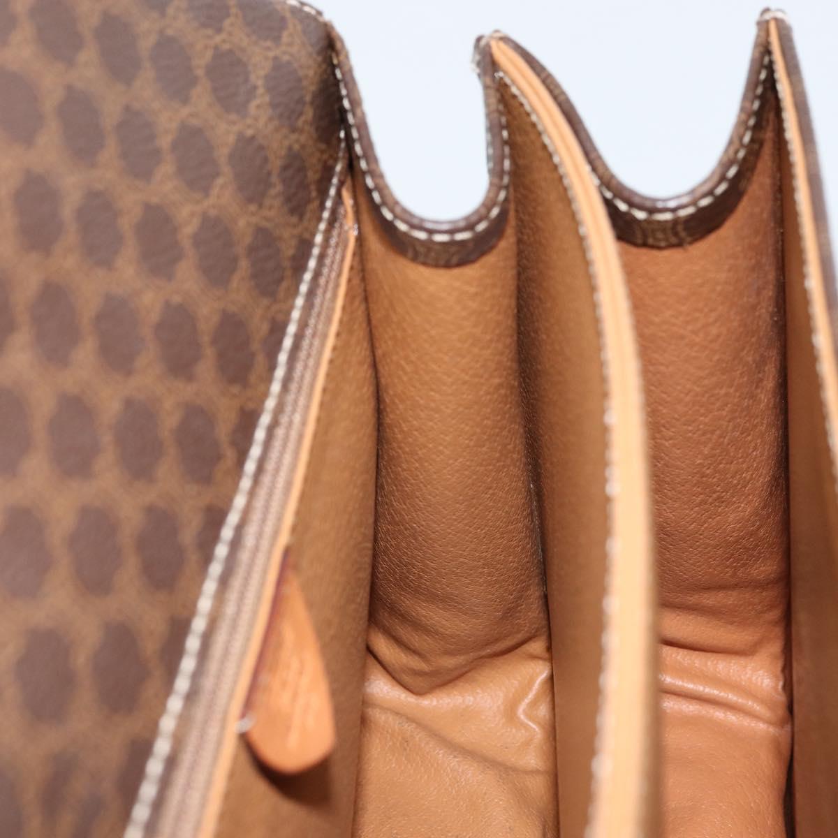 CELINE Macadam Canvas Hand Bag PVC 2way Gold Brown Auth ARZ616A