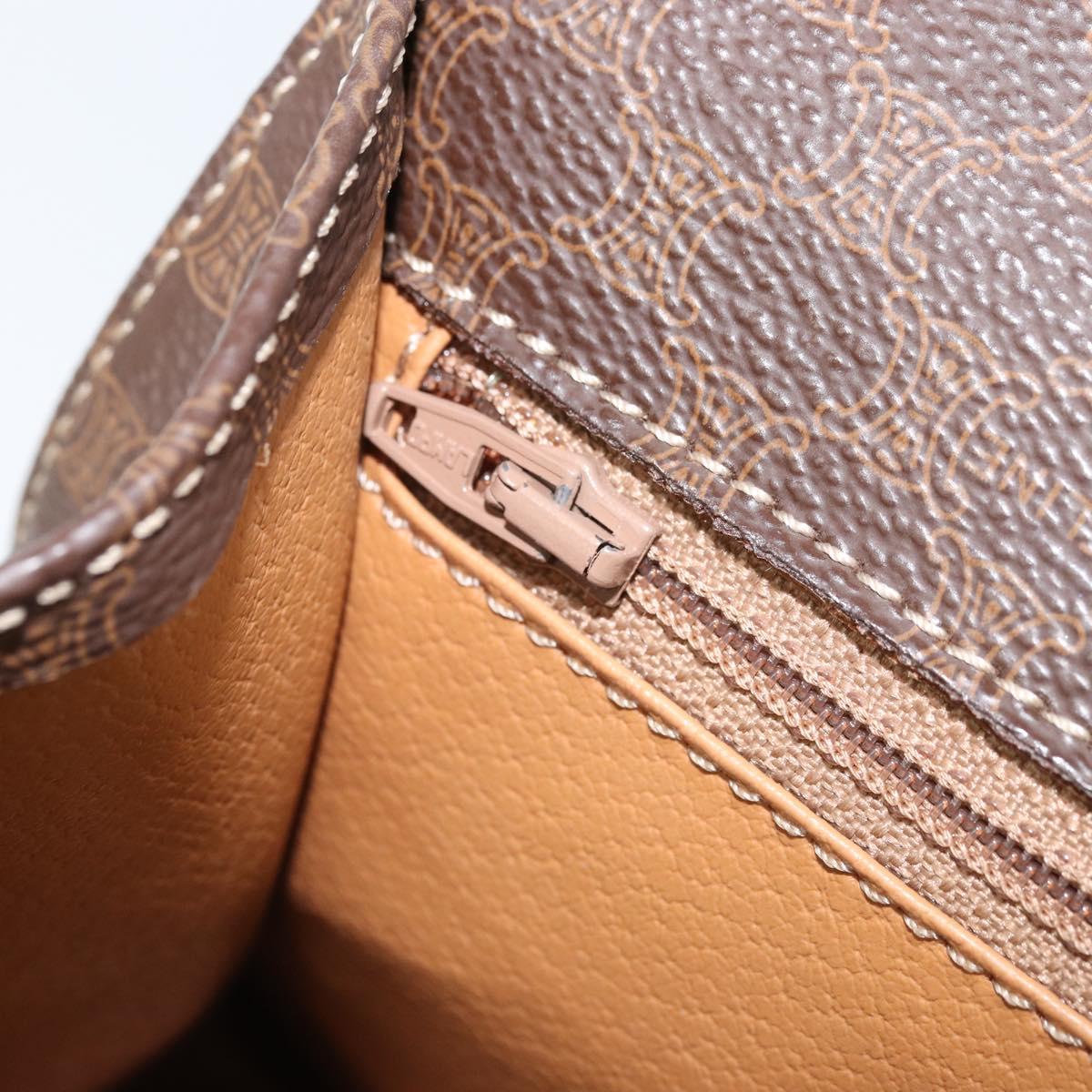 CELINE Macadam Canvas Hand Bag PVC 2way Gold Brown Auth ARZ616A