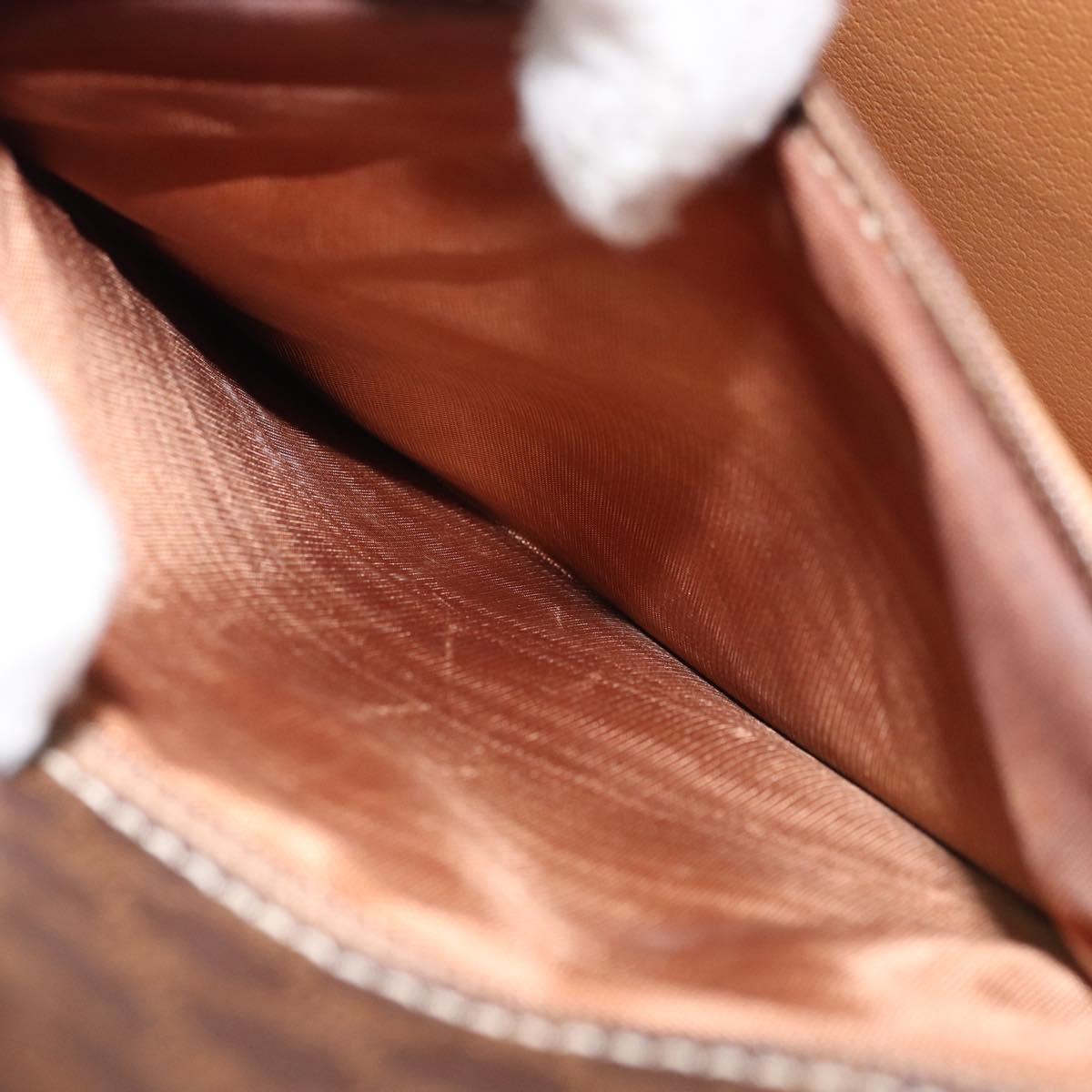CELINE Macadam Canvas Hand Bag PVC 2way Gold Brown Auth ARZ616A