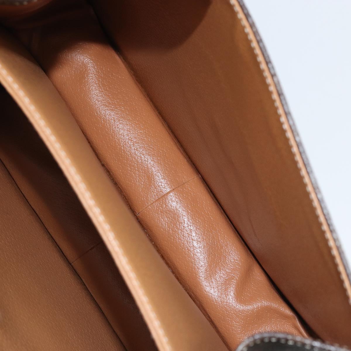 CELINE Macadam Canvas Hand Bag PVC 2way Gold Brown Auth ARZ616A