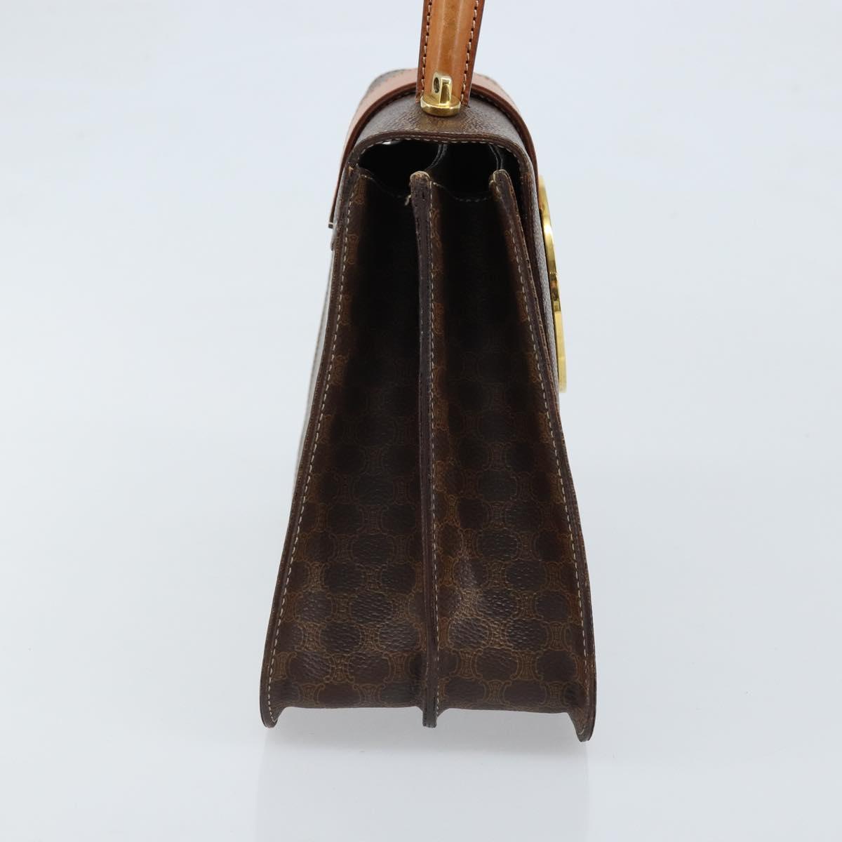 CELINE Macadam Canvas Hand Bag PVC 2way Gold Brown Auth ARZ616A