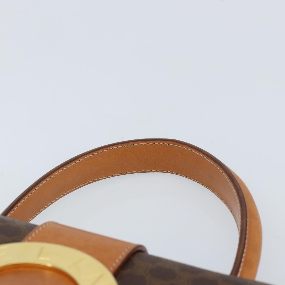 CELINE Macadam Canvas Hand Bag PVC 2way Gold Brown Auth ARZ616A