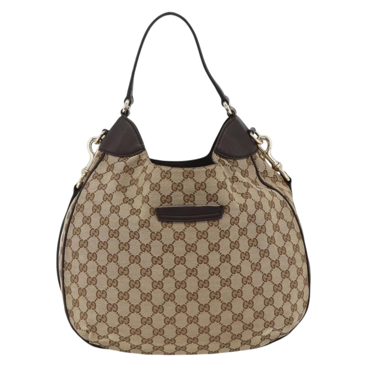 GUCCI GG Canvas Web Sherry Line Shoulder Bag 2way Beige Gold 296851 Auth ARZ642