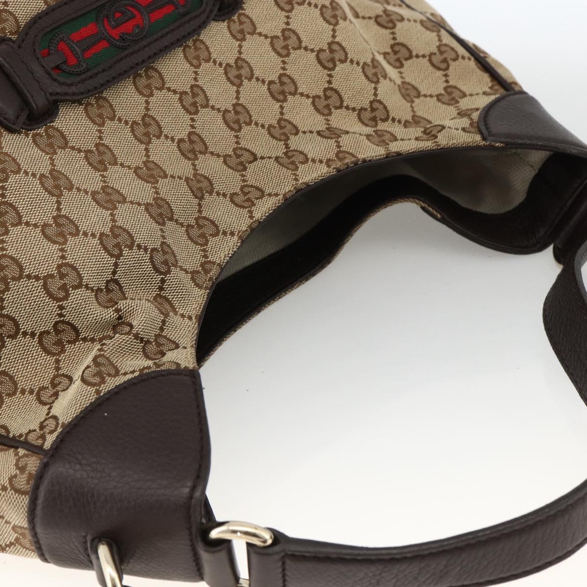 GUCCI GG Canvas Web Sherry Line Shoulder Bag 2way Beige Gold 296851 Auth ARZ642