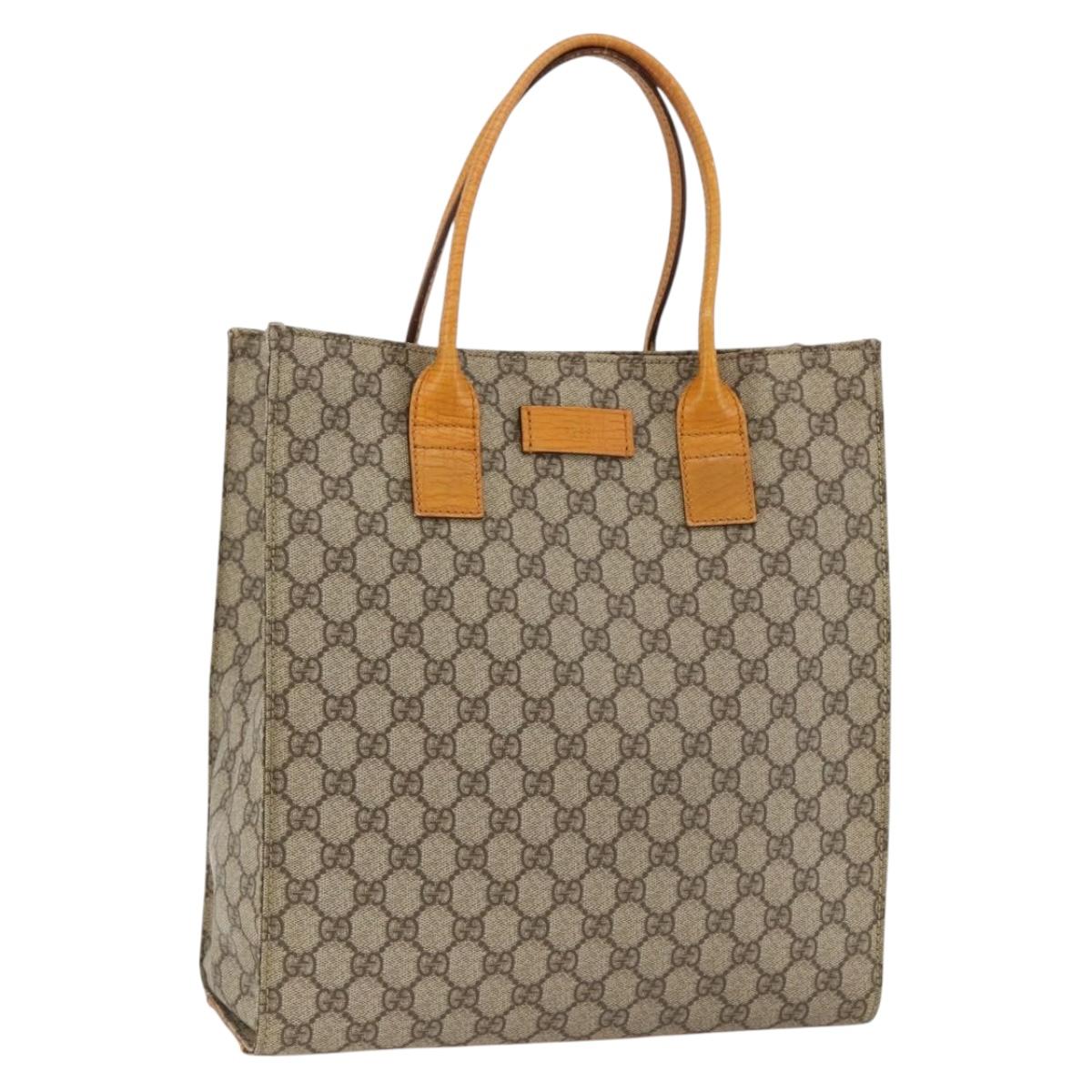 GUCCI GG Supreme Tote Bag PVC Beige Silver 91249 Auth ARZ643A