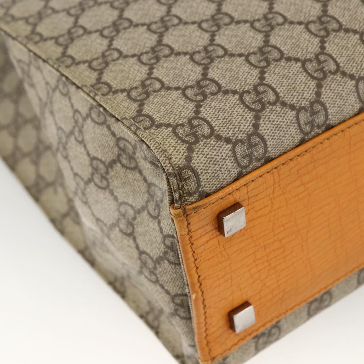 GUCCI GG Supreme Tote Bag PVC Beige Silver 91249 Auth ARZ643A