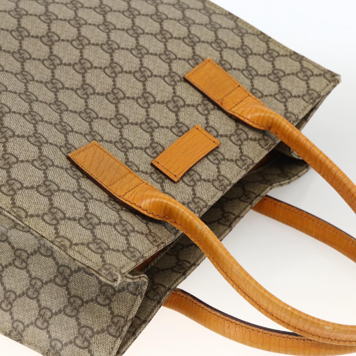 GUCCI GG Supreme Tote Bag PVC Beige Silver 91249 Auth ARZ643A