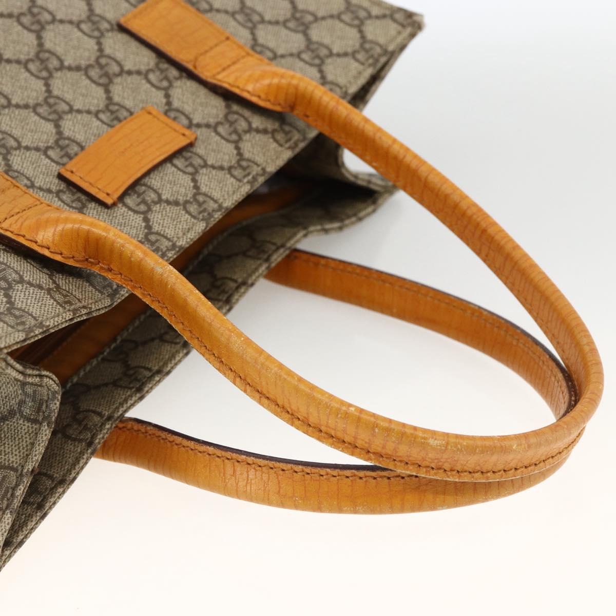 GUCCI GG Supreme Tote Bag PVC Beige Silver 91249 Auth ARZ643A