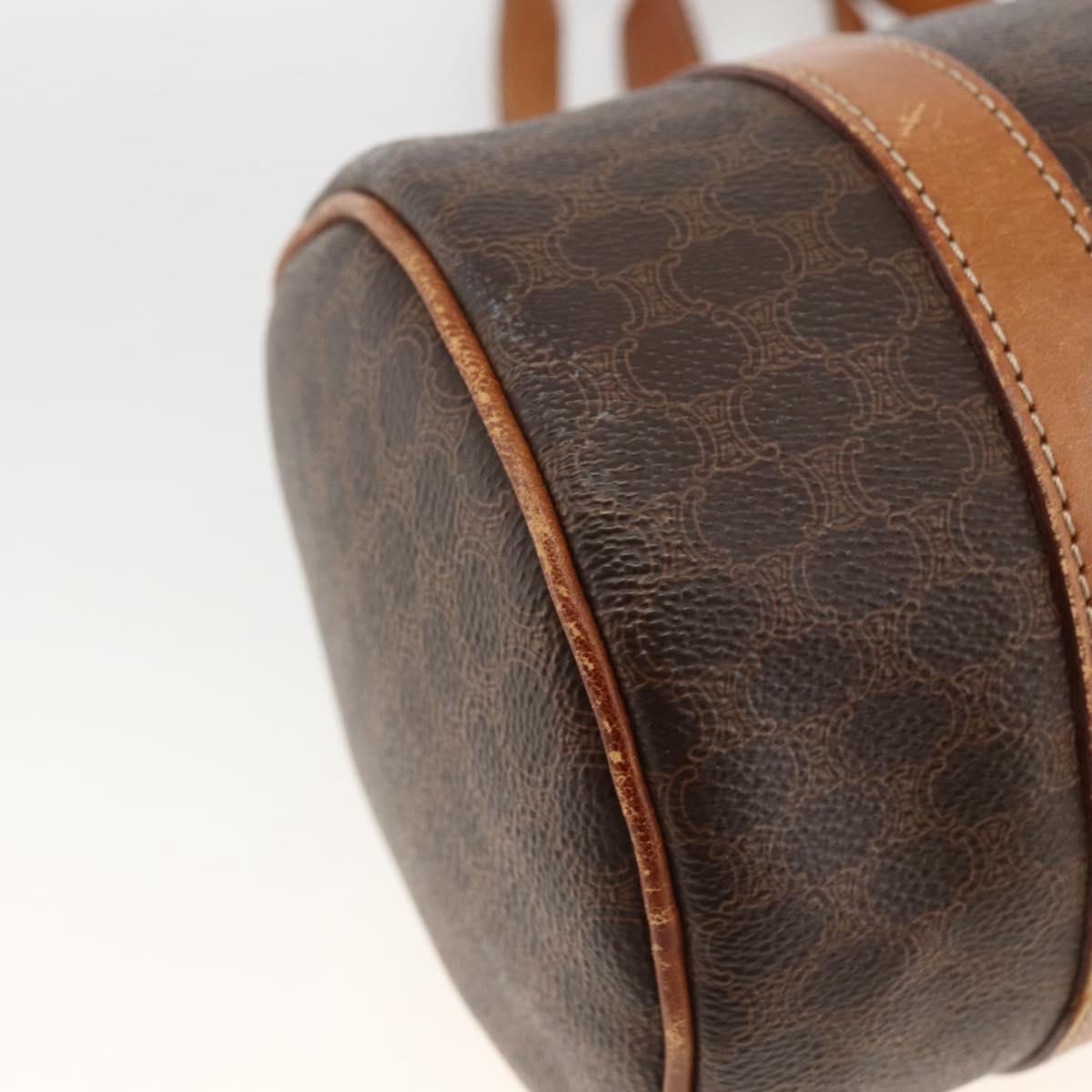 CELINE Macadam Canvas Hand Bag PVC Leather Brown Gold Auth ARZ645