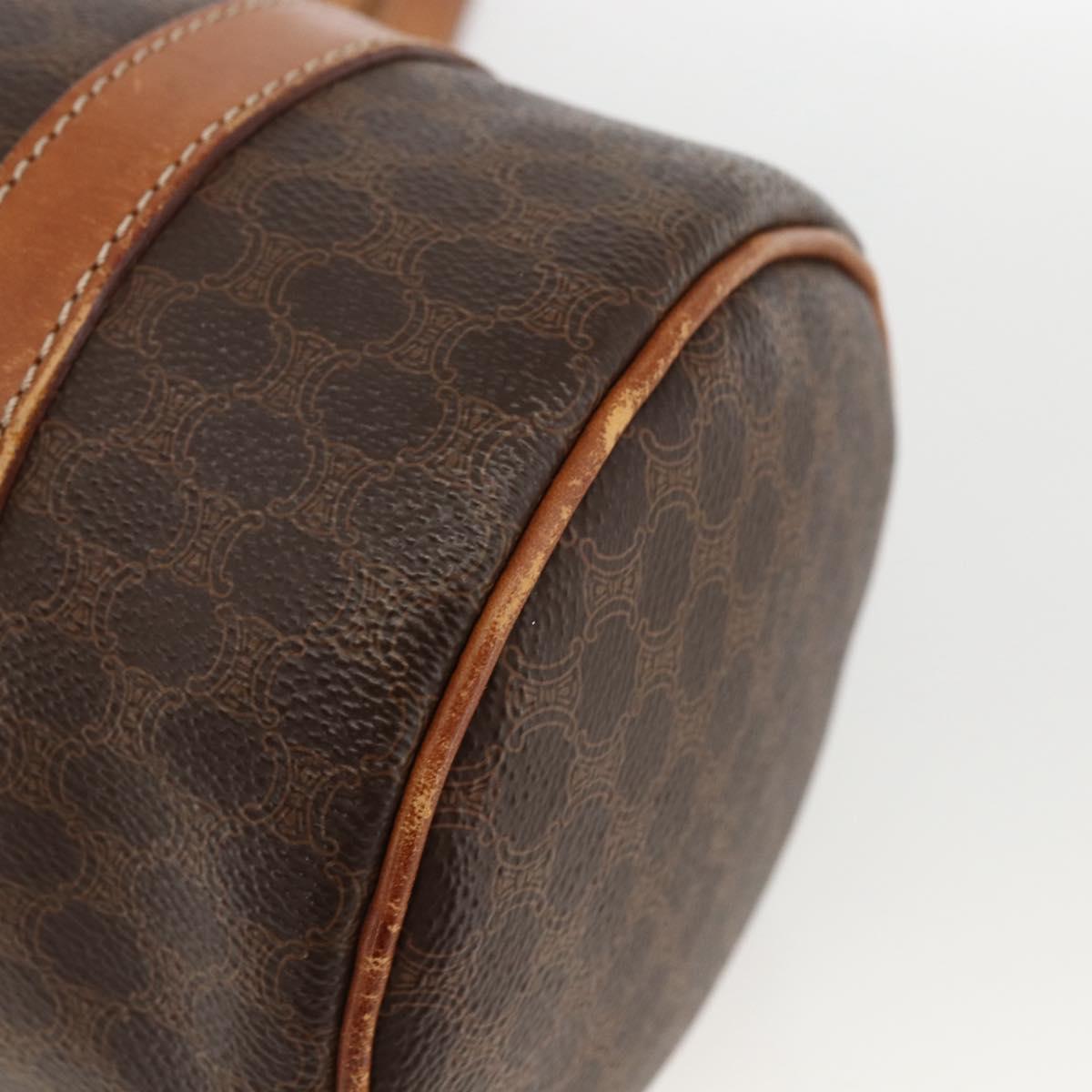 CELINE Macadam Canvas Hand Bag PVC Leather Brown Gold Auth ARZ645