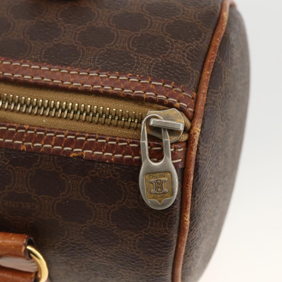 CELINE Macadam Canvas Hand Bag PVC Leather Brown Gold Auth ARZ645