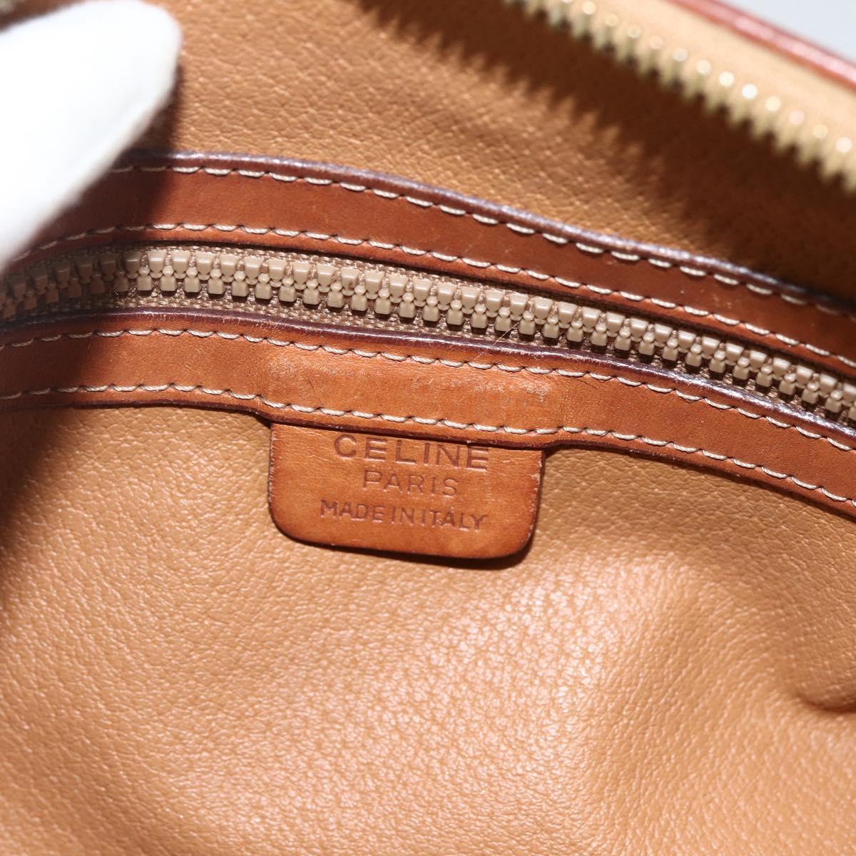 CELINE Macadam Canvas Hand Bag PVC Leather Brown Gold Auth ARZ645