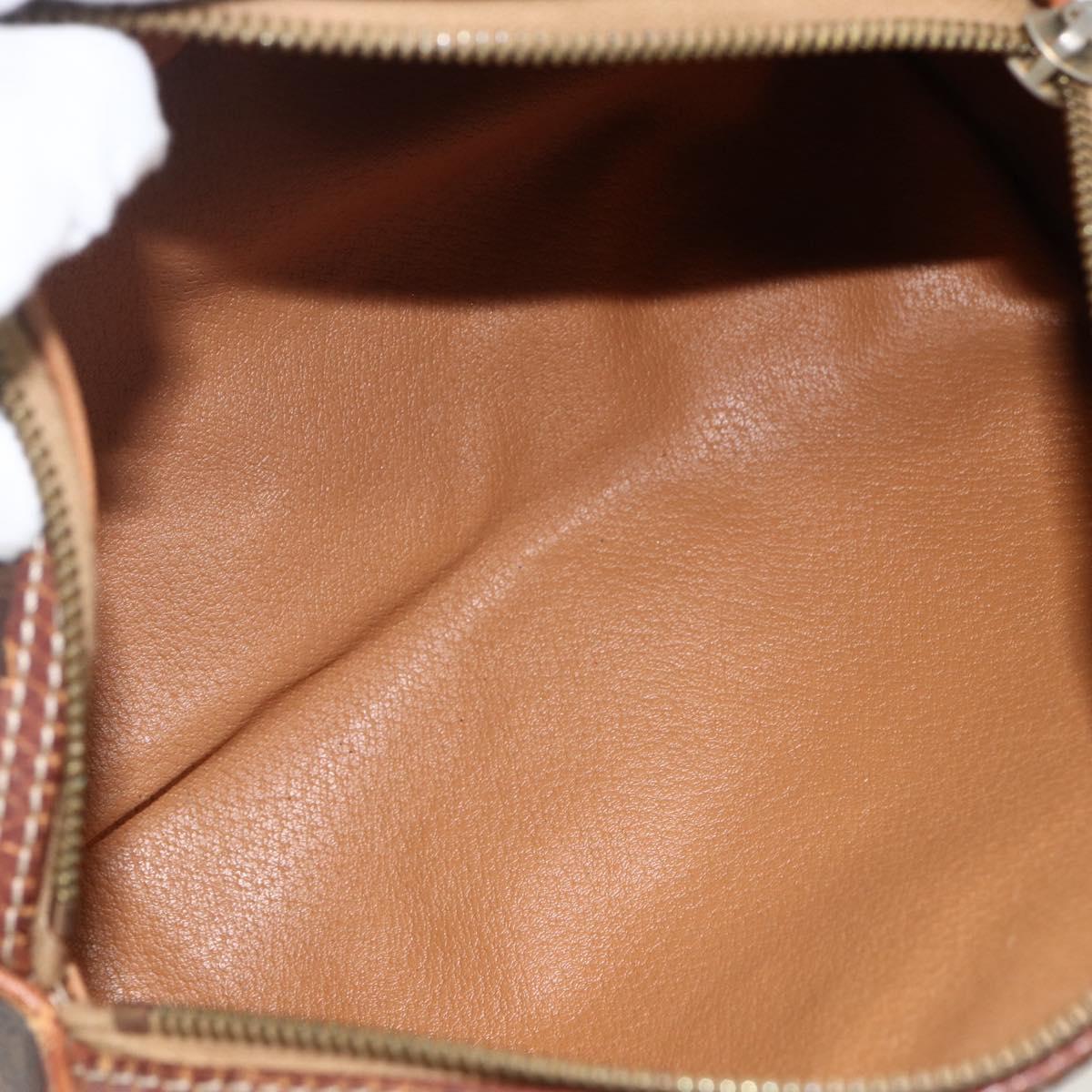 CELINE Macadam Canvas Hand Bag PVC Leather Brown Gold Auth ARZ645