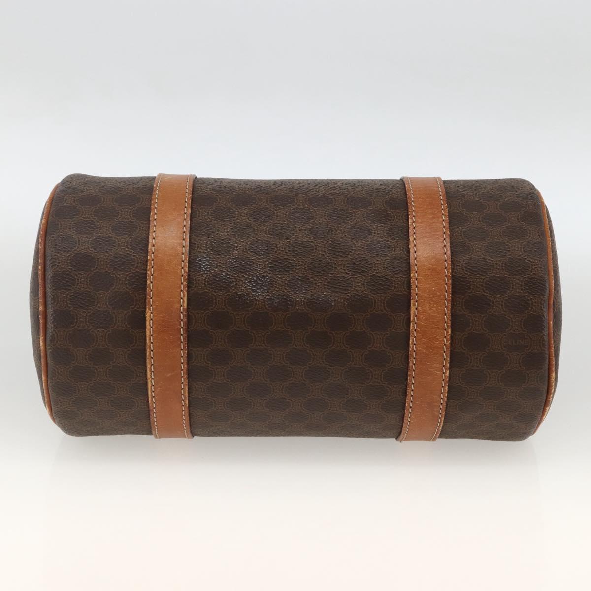 CELINE Macadam Canvas Hand Bag PVC Leather Brown Gold Auth ARZ645