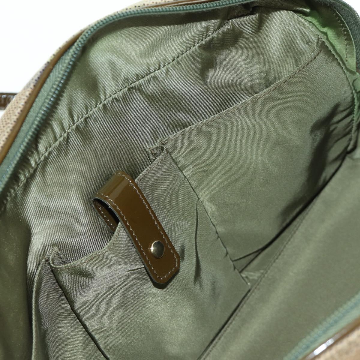 Christian Dior Camouflage Hand Bag Suede Khaki Gold Auth ARZ664SAV