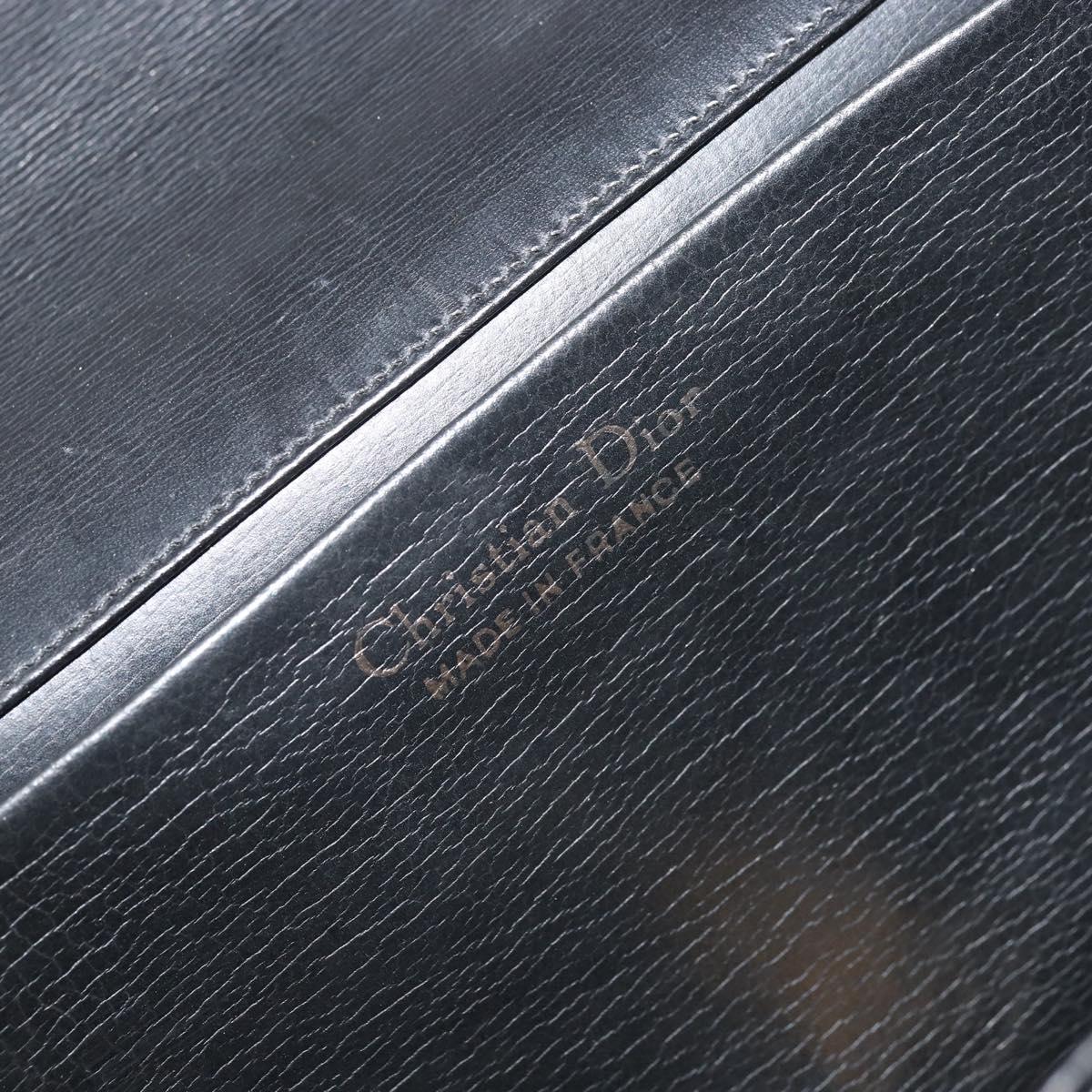 Christian Dior Chain Shoulder Bag Leather Black Gold Auth ARZ665A