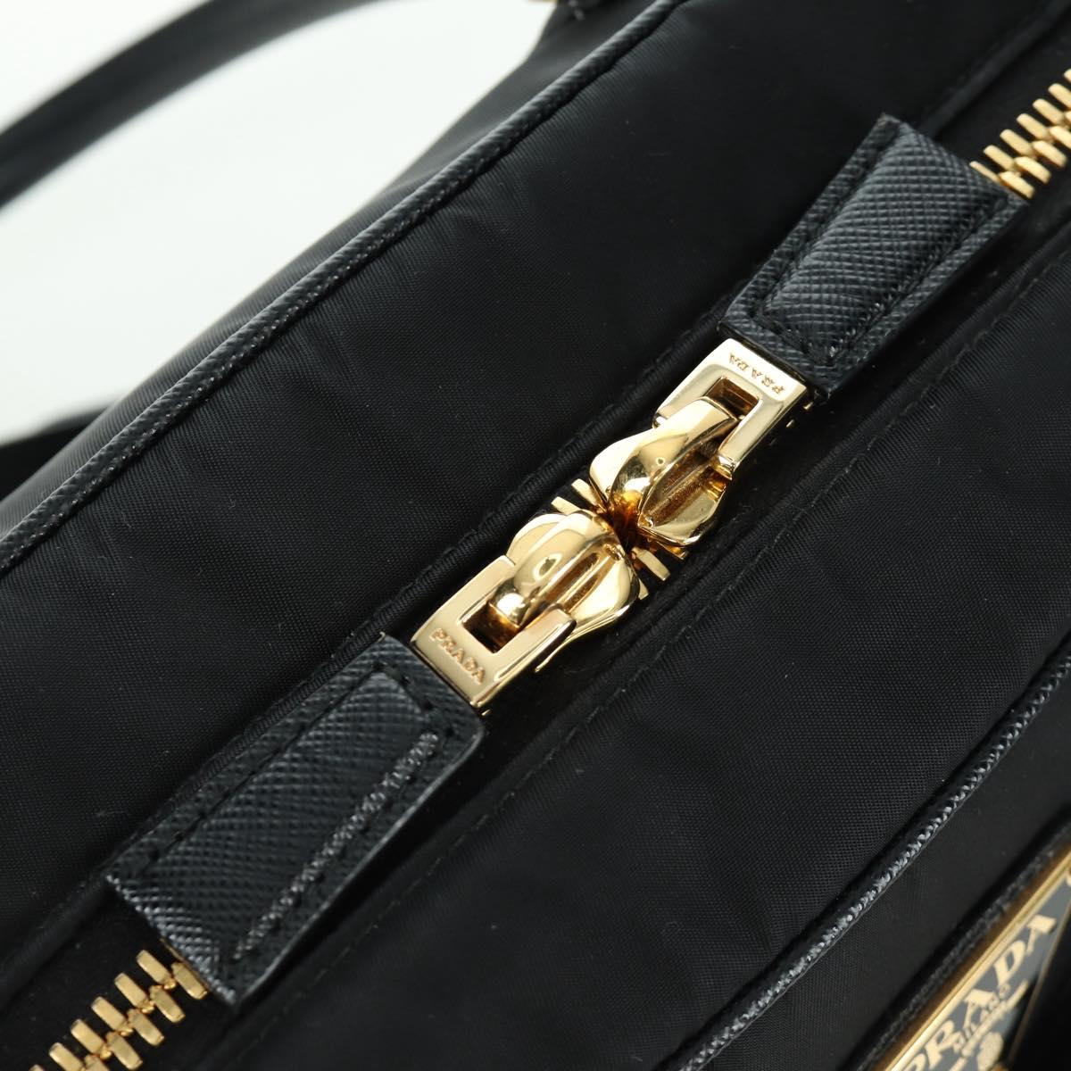 PRADA Hand Bag Nylon 2way Gold Black 1BB115 Auth ARZ666SAM