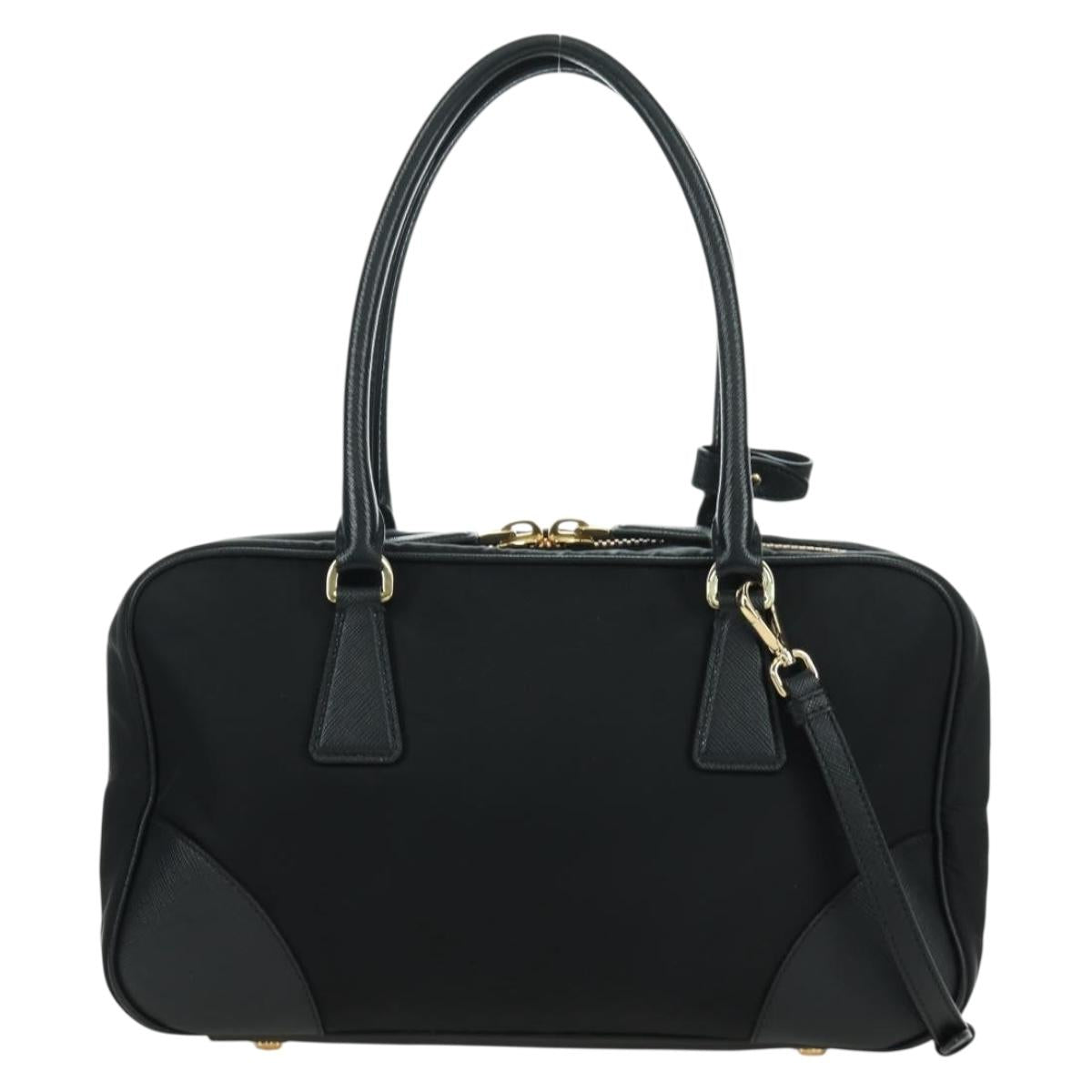 PRADA Hand Bag Nylon 2way Gold Black 1BB115 Auth ARZ666SAM
