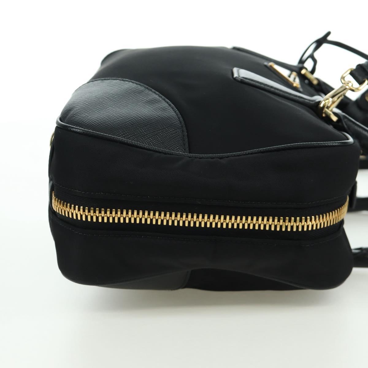 PRADA Hand Bag Nylon 2way Gold Black 1BB115 Auth ARZ666SAM