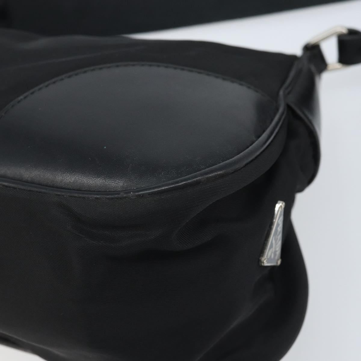 PRADA Shoulder Bag Nylon Black Silver Auth ARZ672A