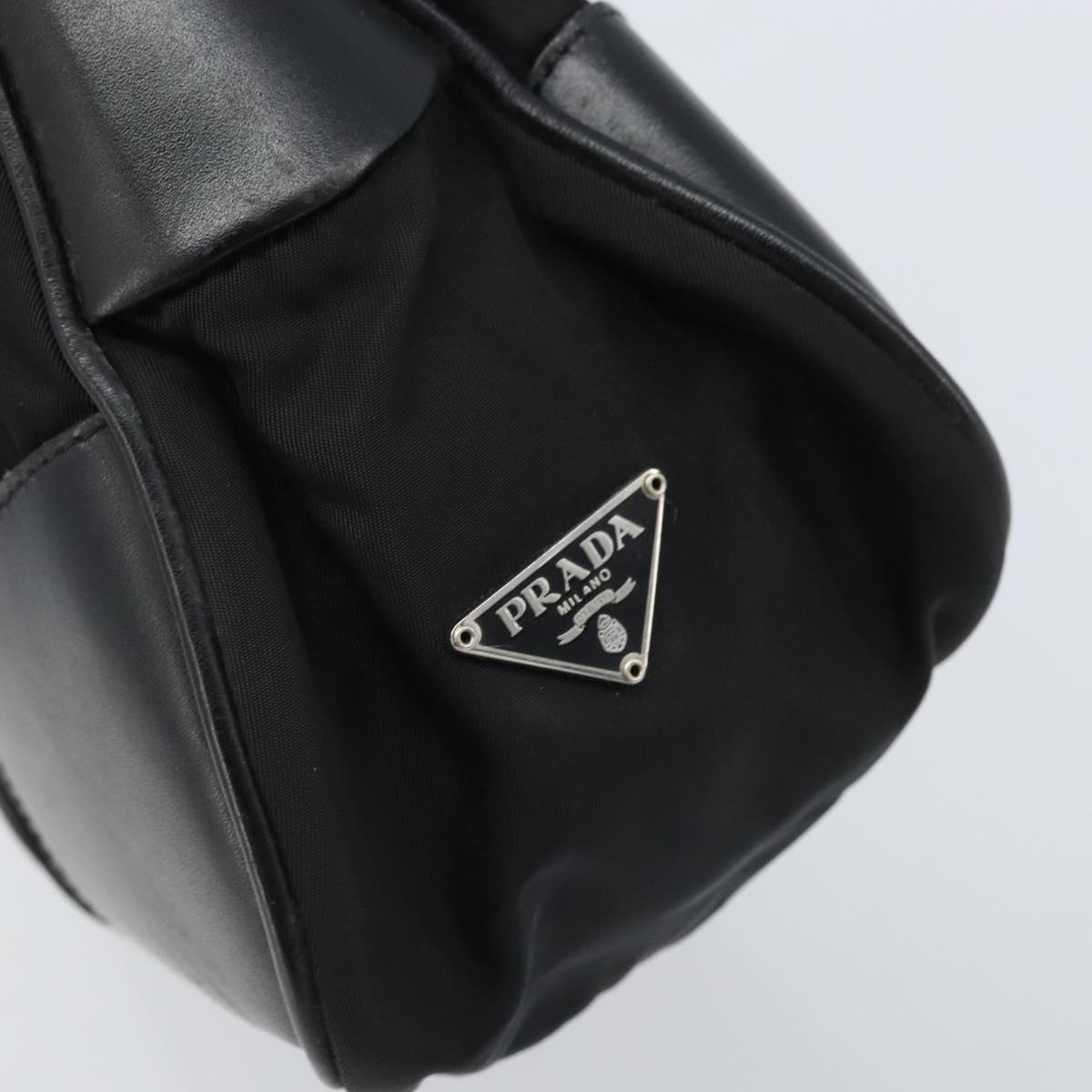 PRADA Shoulder Bag Nylon Black Silver Auth ARZ672A