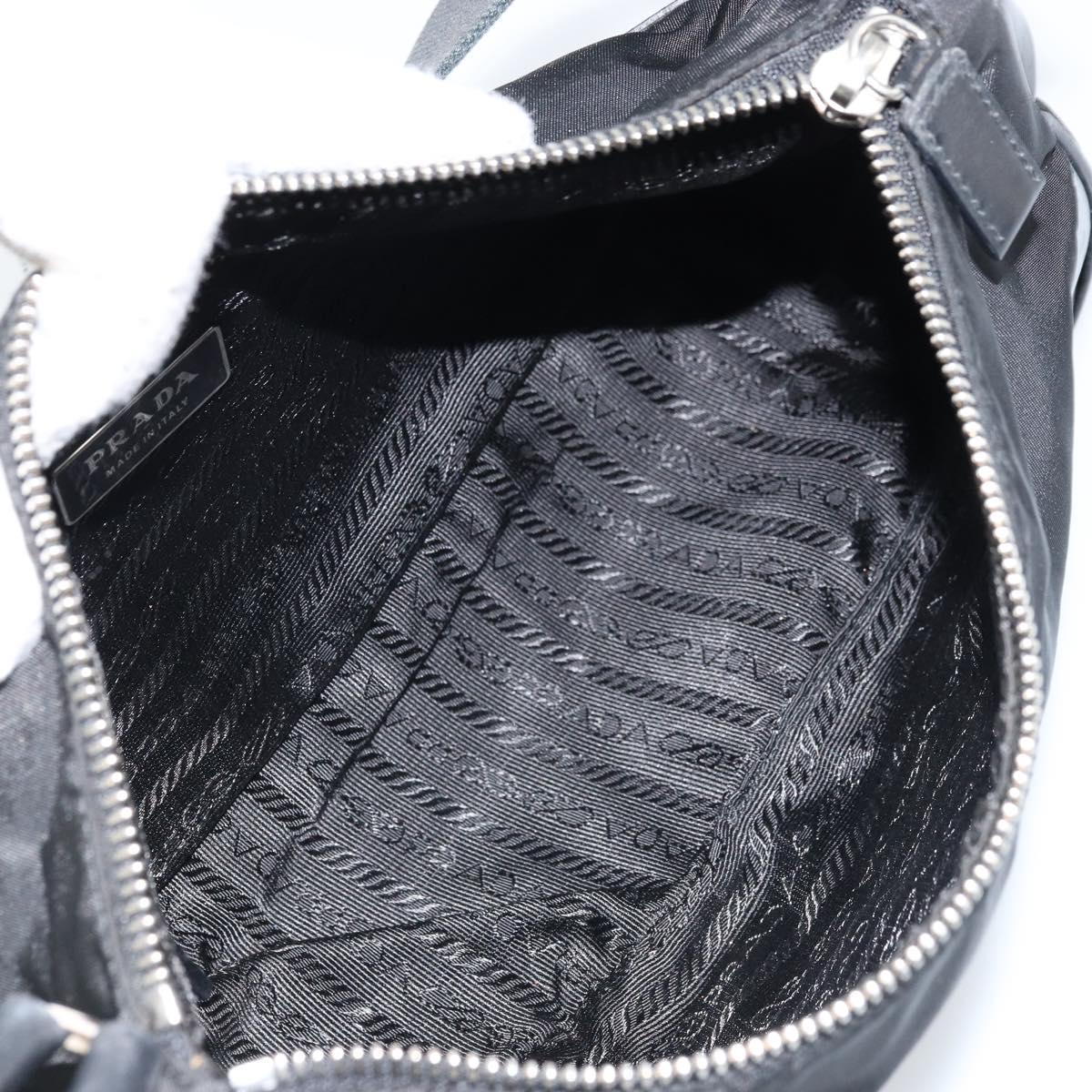 PRADA Shoulder Bag Nylon Black Silver Auth ARZ672A