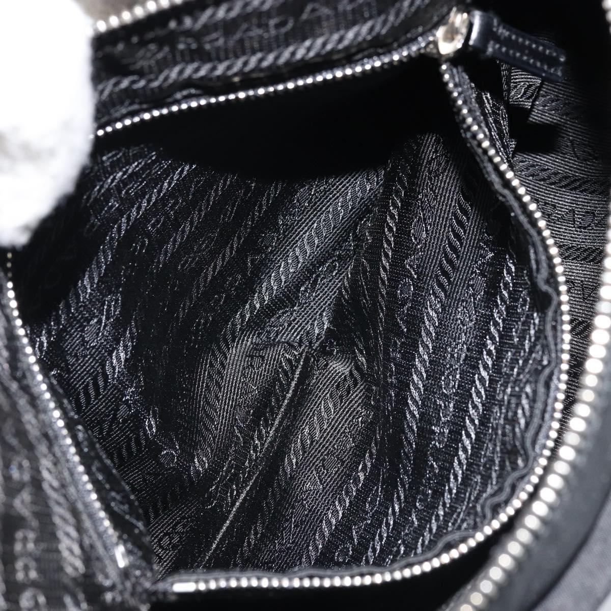 PRADA Shoulder Bag Nylon Black Silver Auth ARZ672A