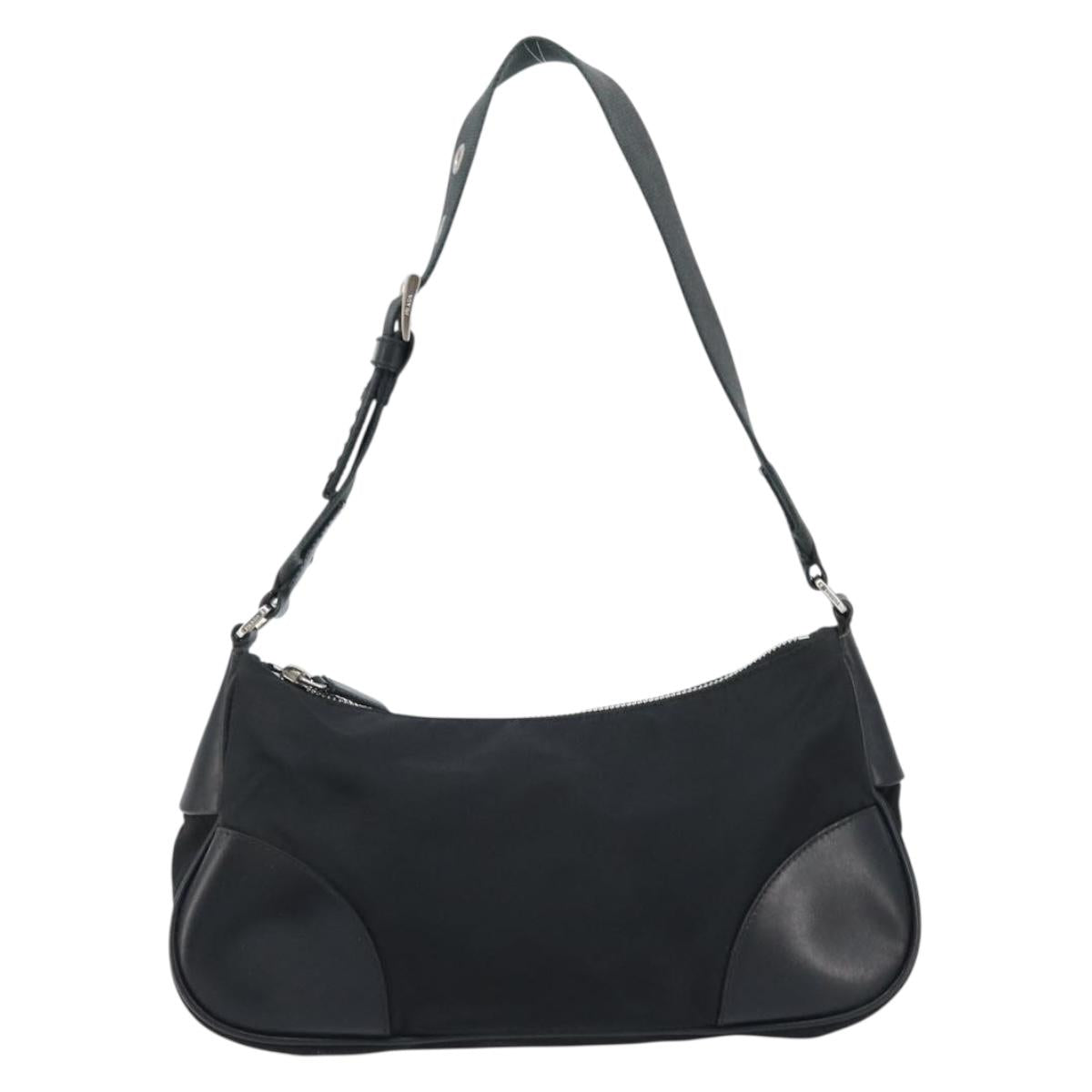 PRADA Shoulder Bag Nylon Black Silver Auth ARZ672A