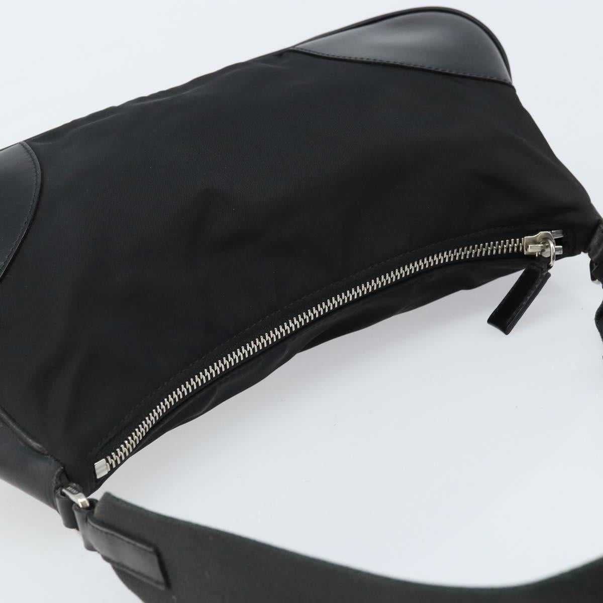 PRADA Shoulder Bag Nylon Black Silver Auth ARZ672A