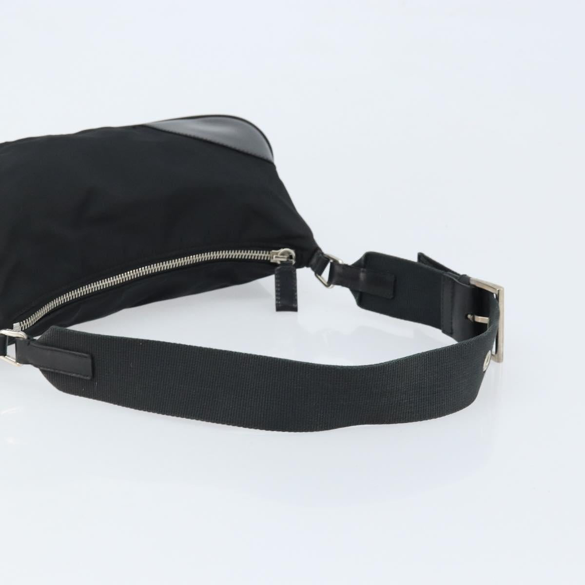 PRADA Shoulder Bag Nylon Black Silver Auth ARZ672A
