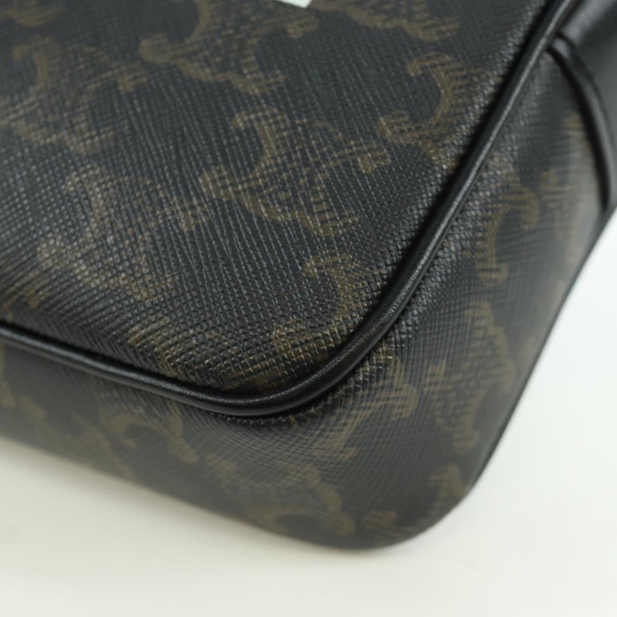 CELINE Triomphe Medium Messenger bag Shoulder Bag PVC Black Gold Auth ARZ678SAM