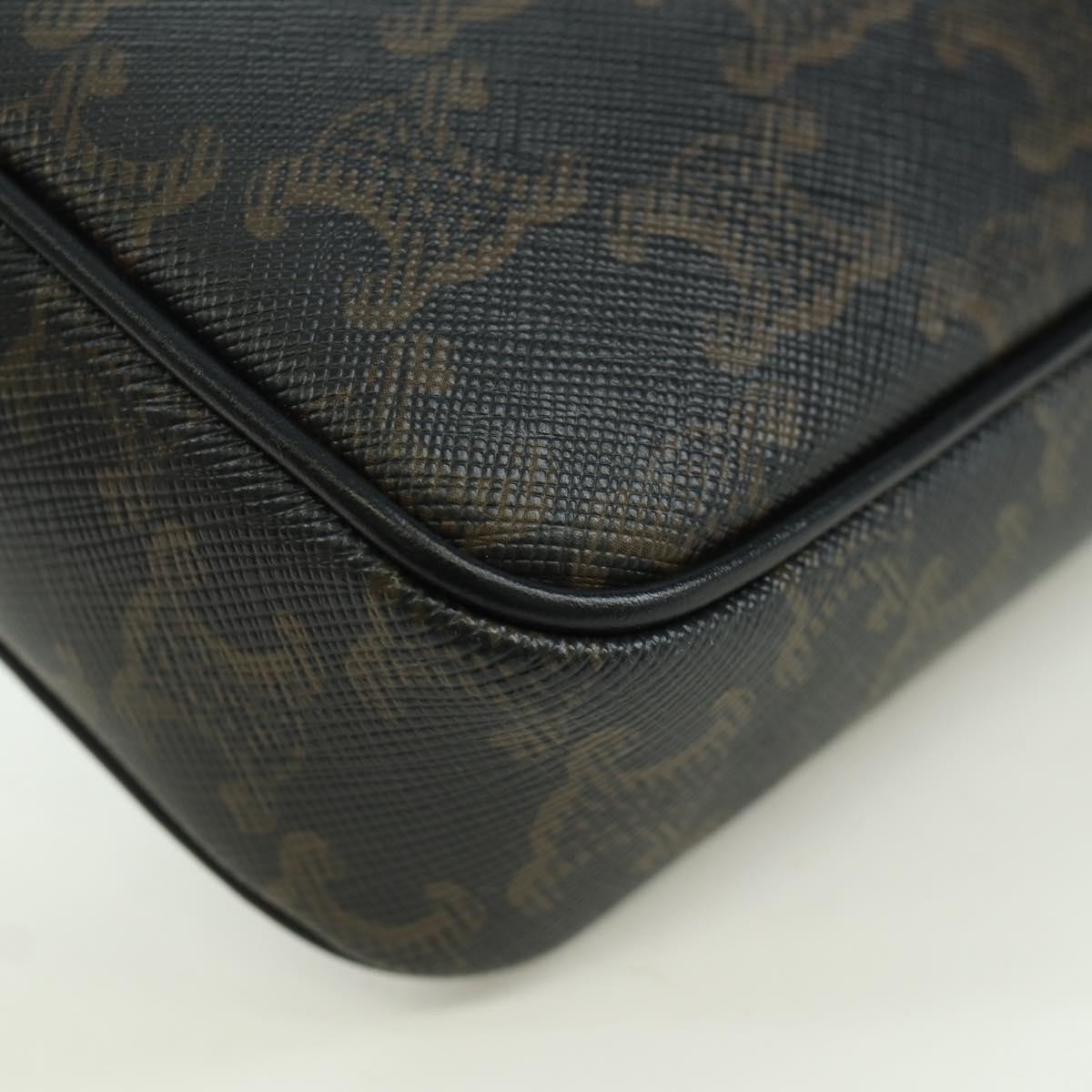 CELINE Triomphe Medium Messenger bag Shoulder Bag PVC Black Gold Auth ARZ678SAM