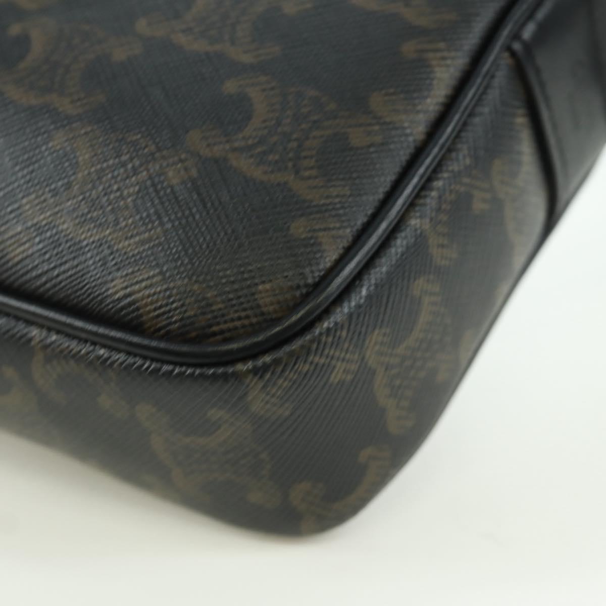 CELINE Triomphe Medium Messenger bag Shoulder Bag PVC Black Gold Auth ARZ678SAM